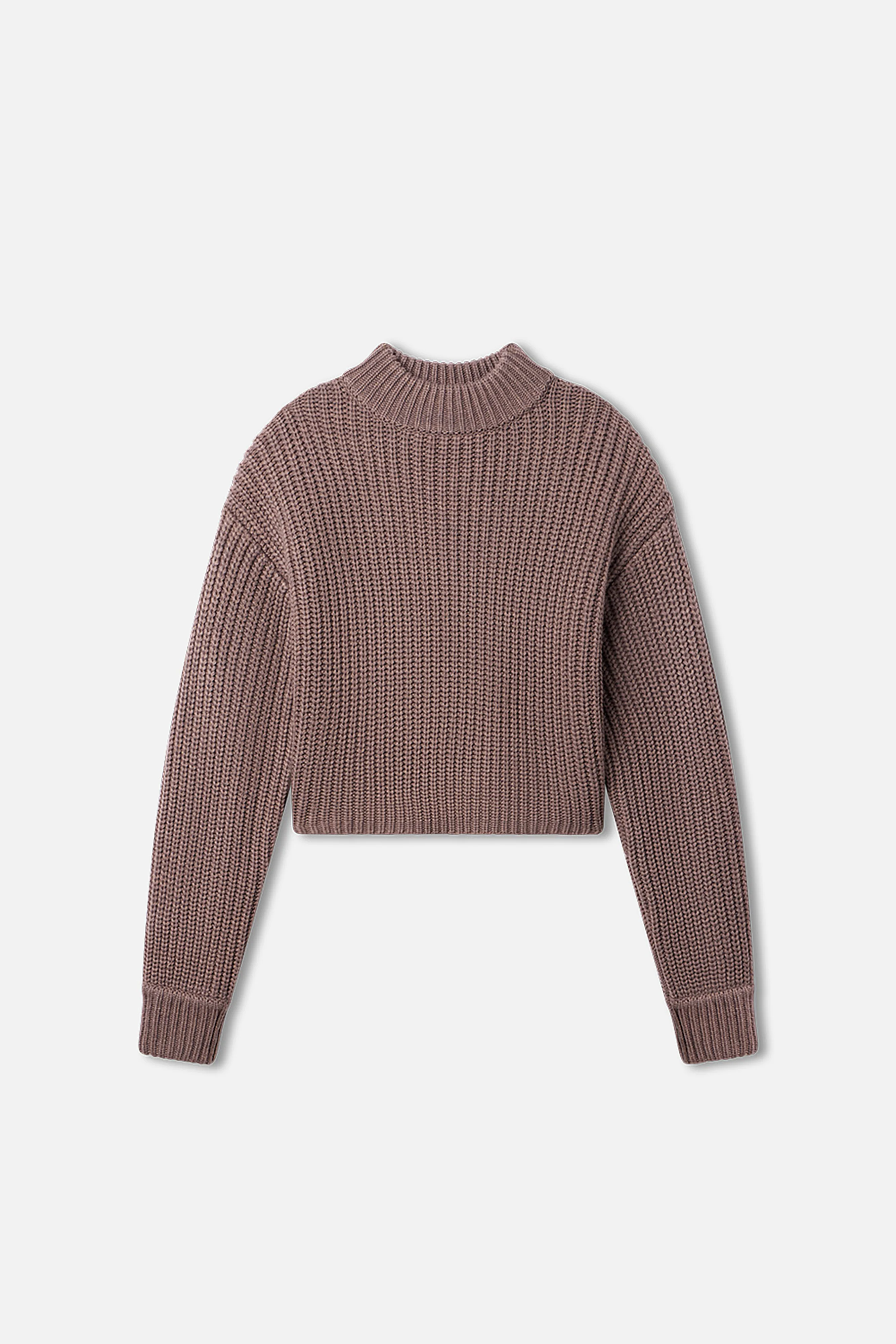 CHUNKY KNIT MOCK NECK SWEATER | SMOKE - Image 5