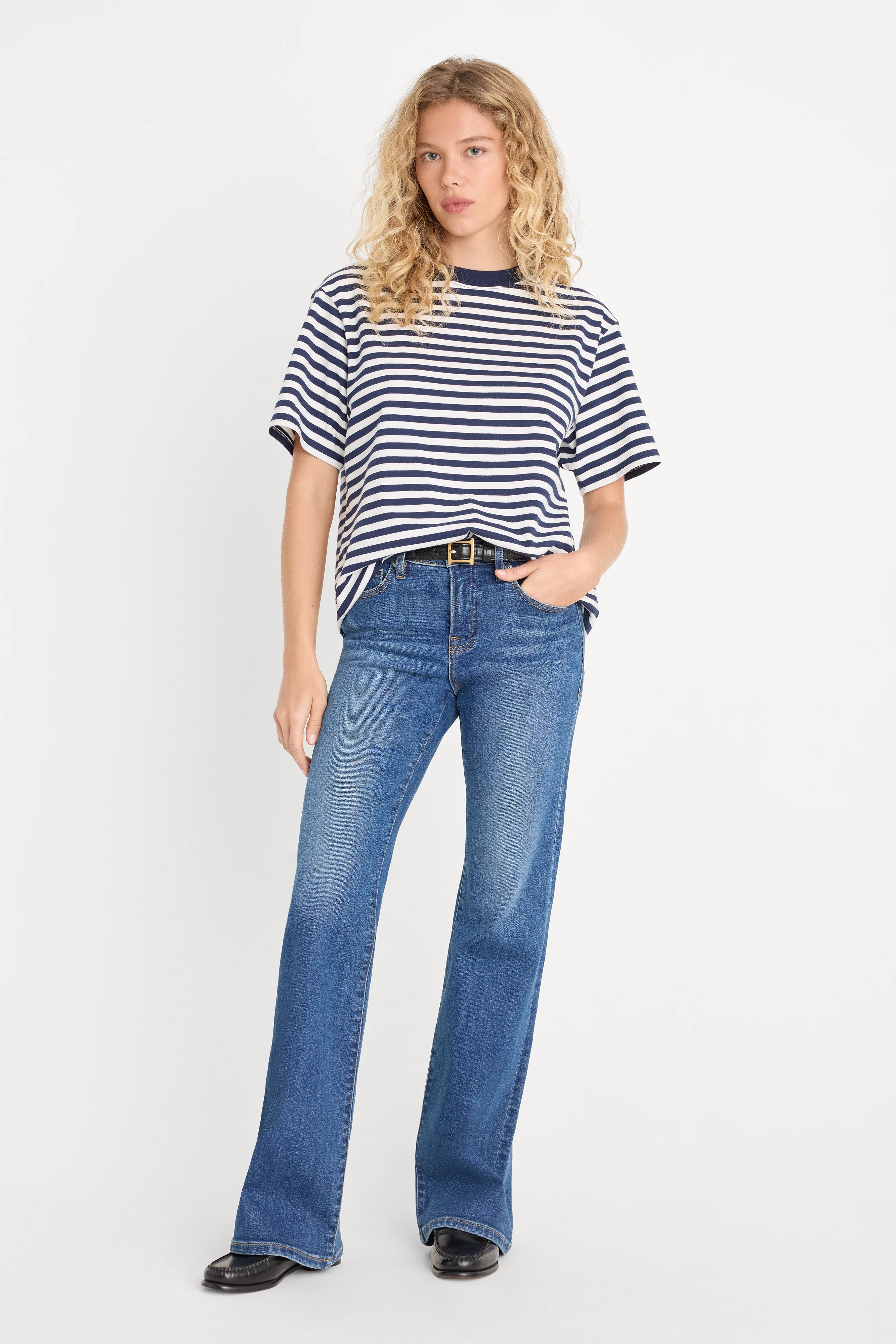 THE OVERSIZED TEE | CLEAN STRIPE HORIZON INK - Image 3