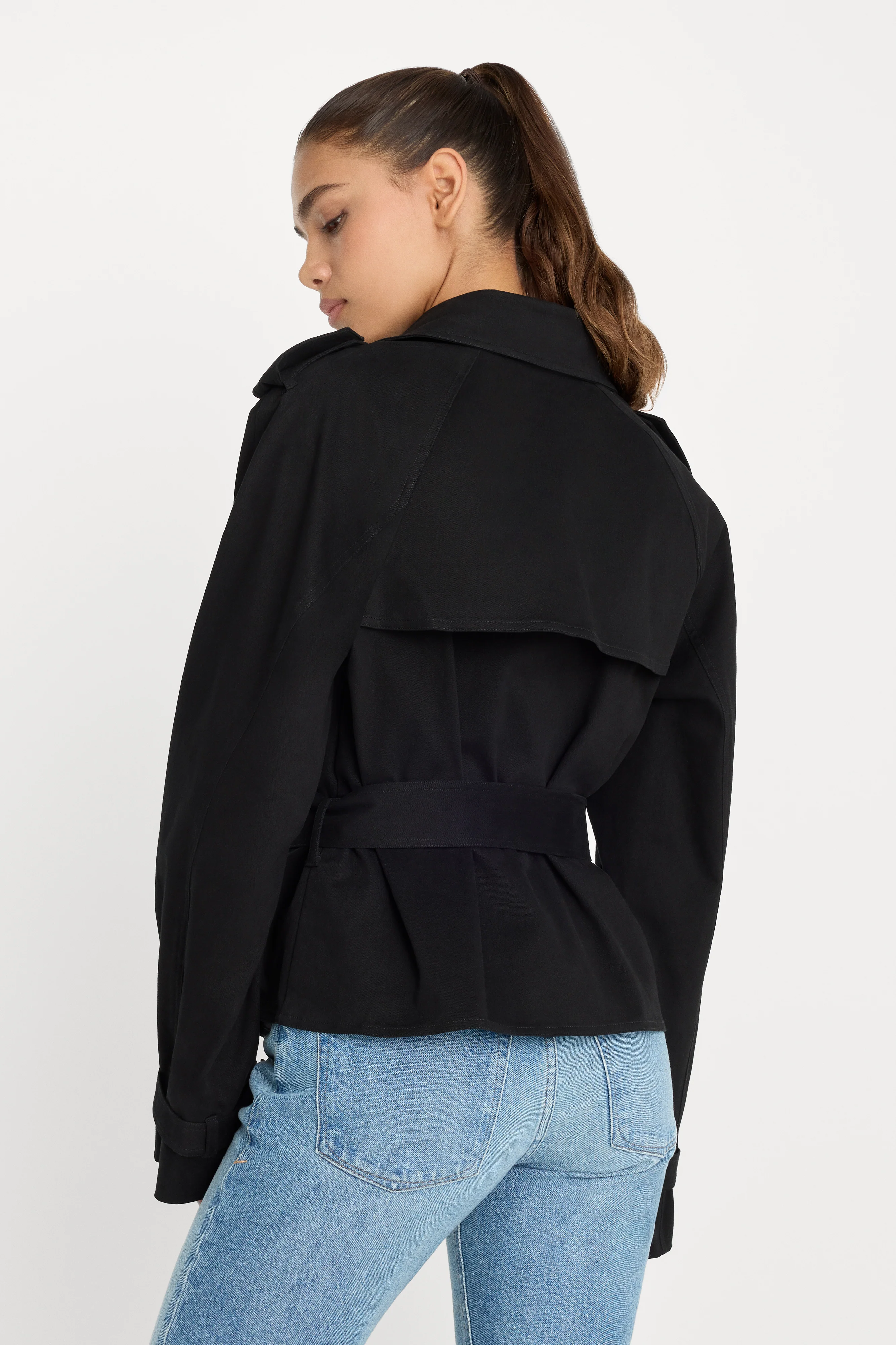 CROPPED TRENCH JACKET | BLACK001 - Image 4