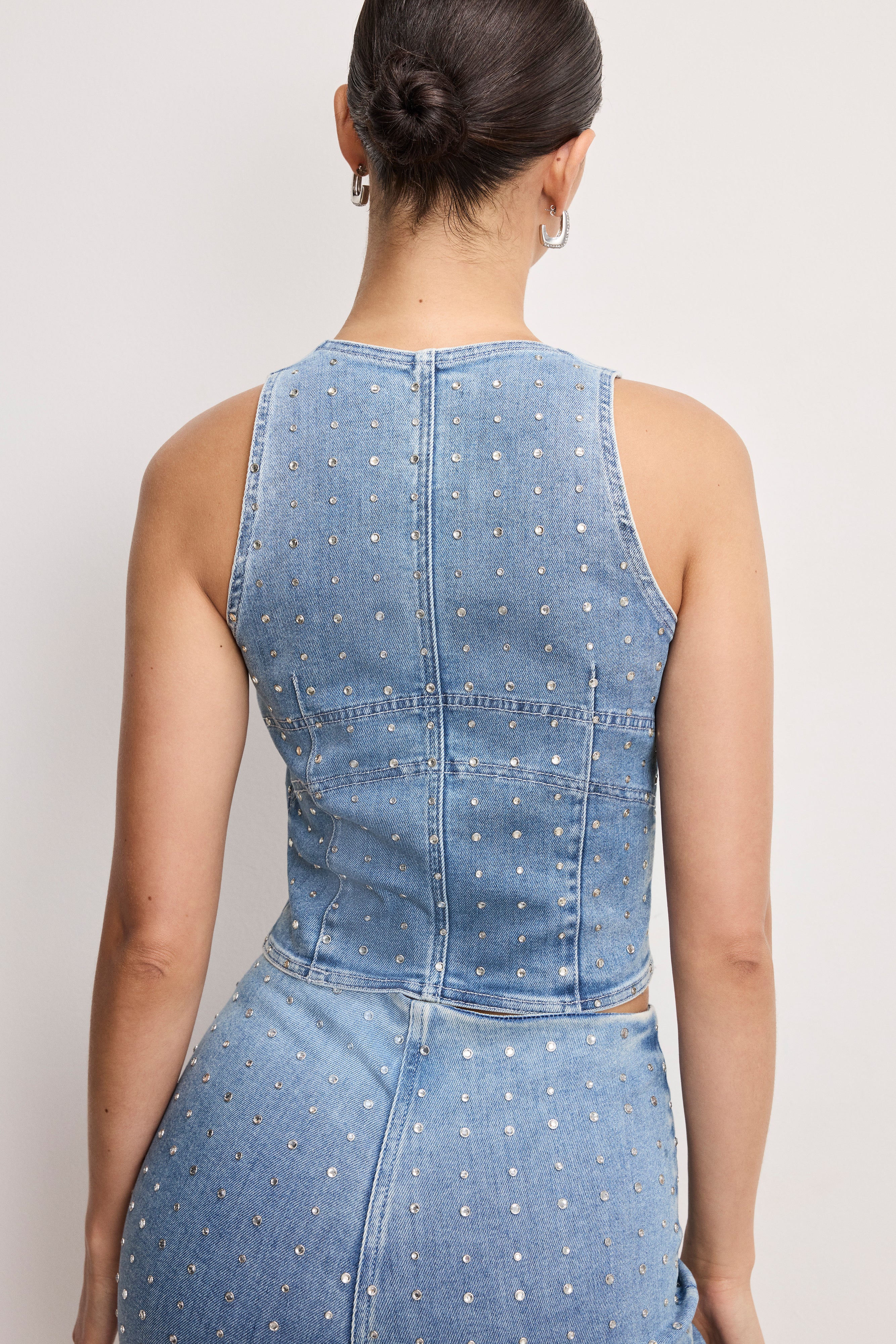 DOLLY CRYSTAL DENIM VEST | INDIGO1023 - Image 4