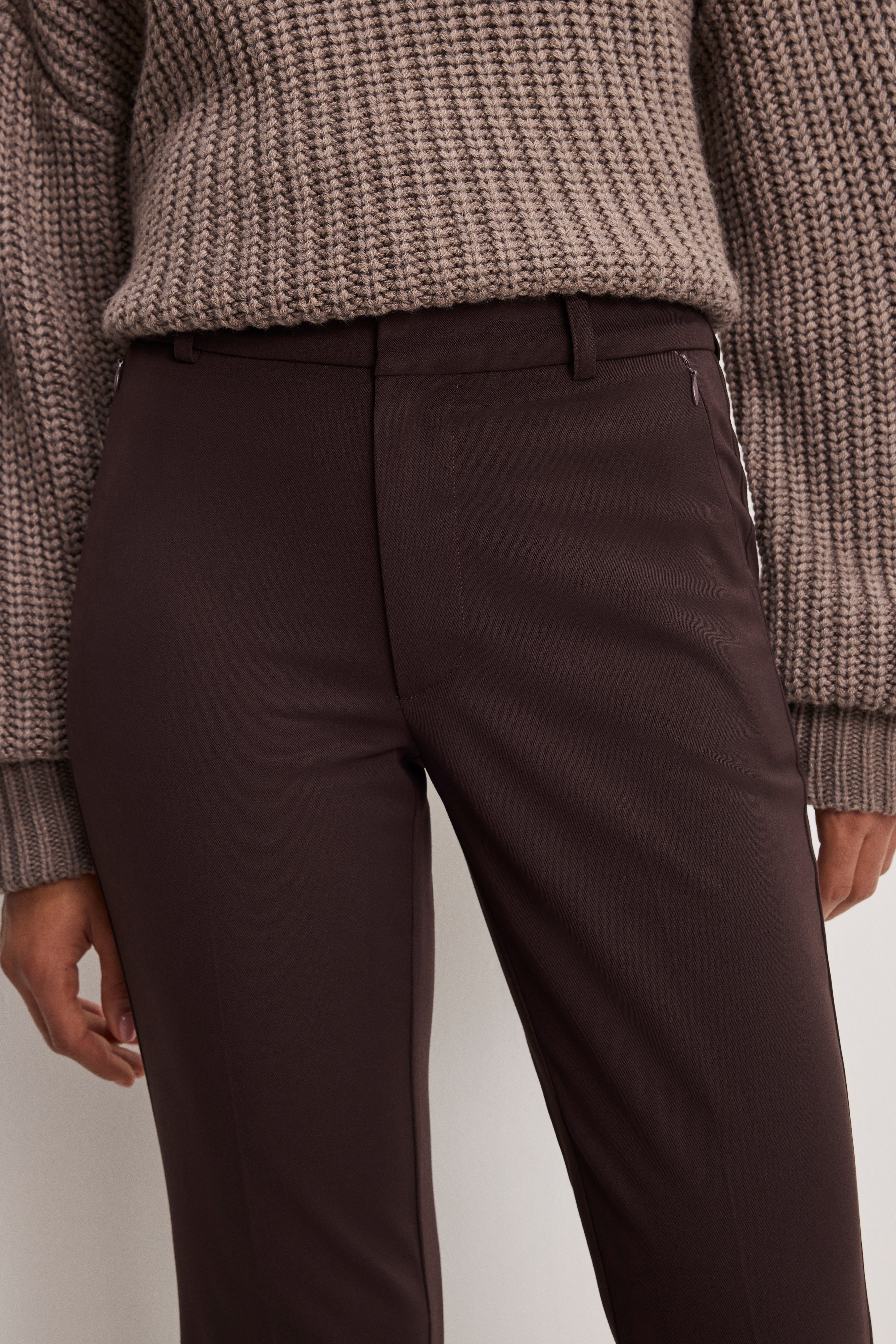 ESSENTIAL SUITING FLARE TROUSERS | DARK CHOCOLATE - Image 5
