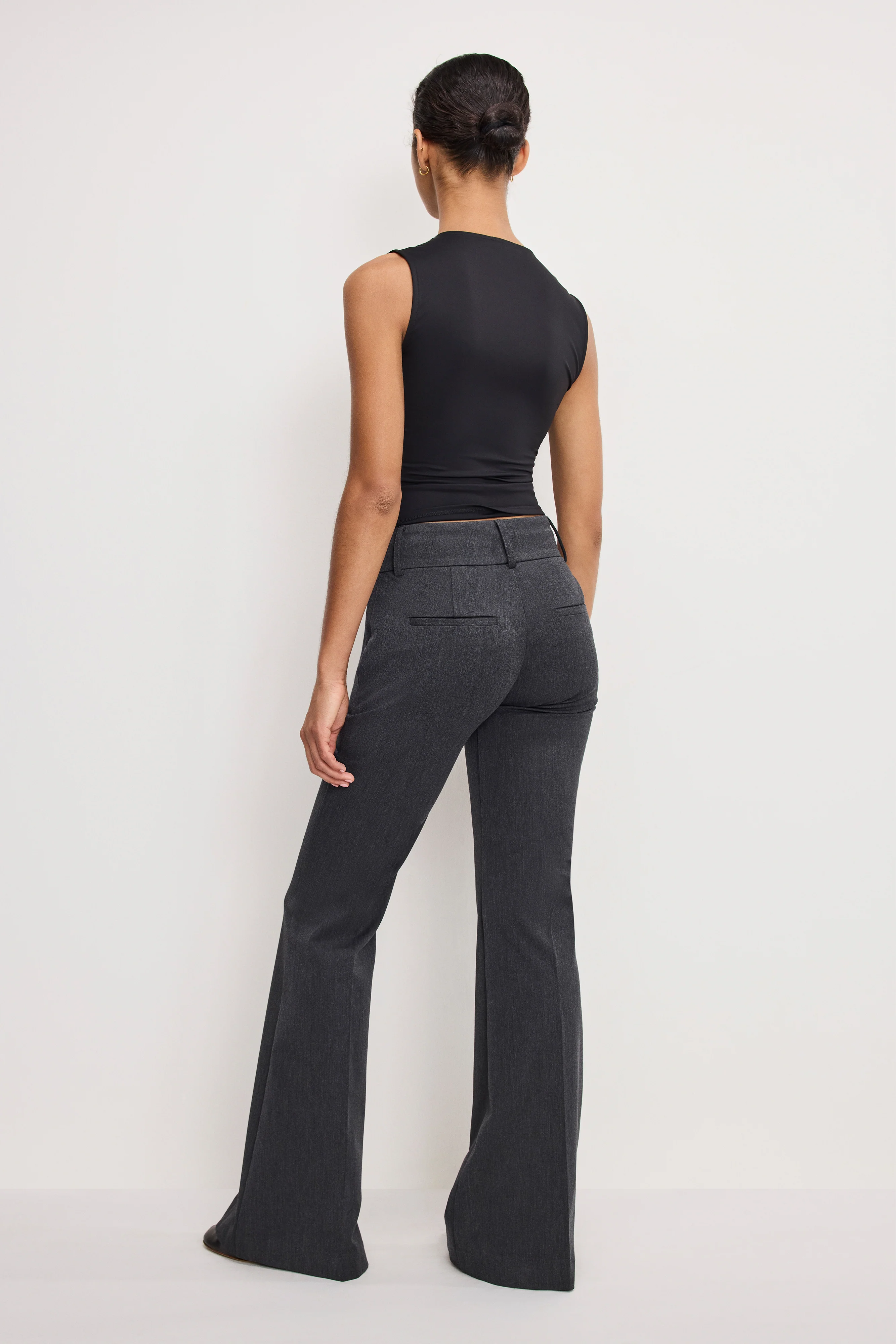 ESSENTIAL SUITING FLARE TROUSERS | DARK HEATHER GRAY - Image 3