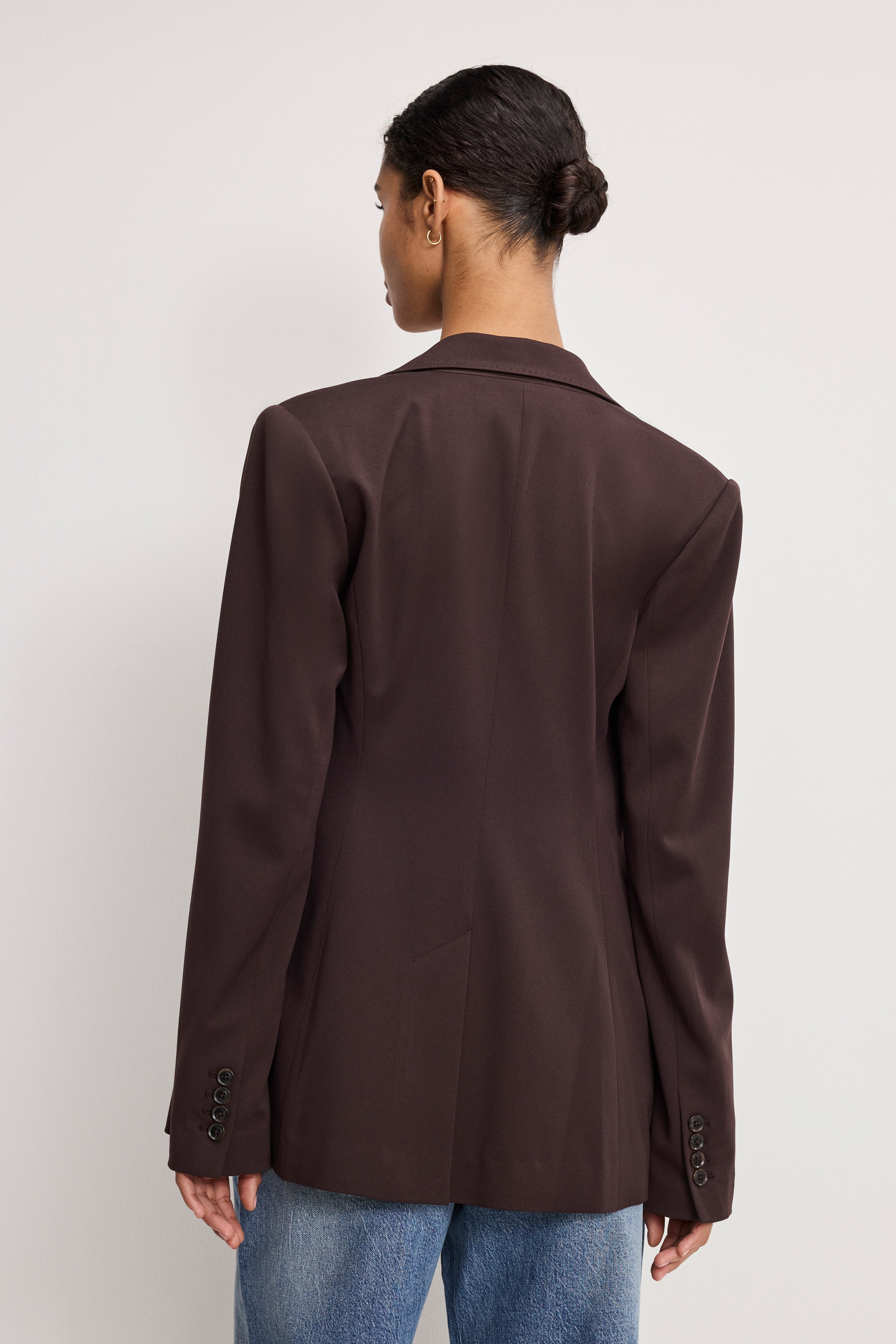 ESSENTIAL SUITING SCULPTED BLAZER | DARK CHOCOLATE - Image 3