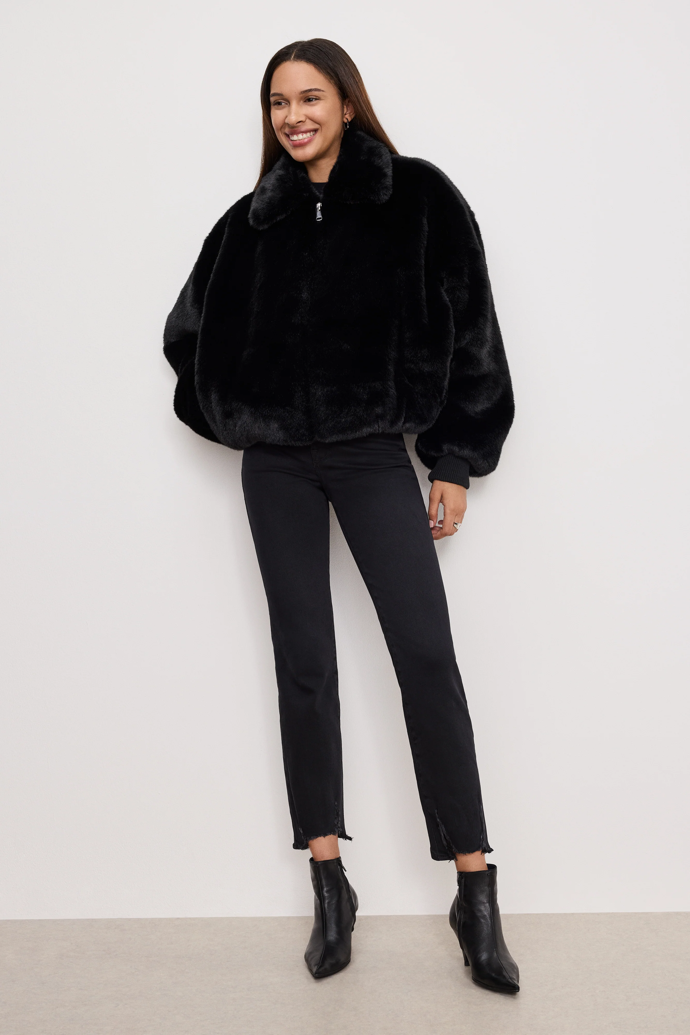 FAUX FUR COLLAR JACKET | BLACK001 - Image 5