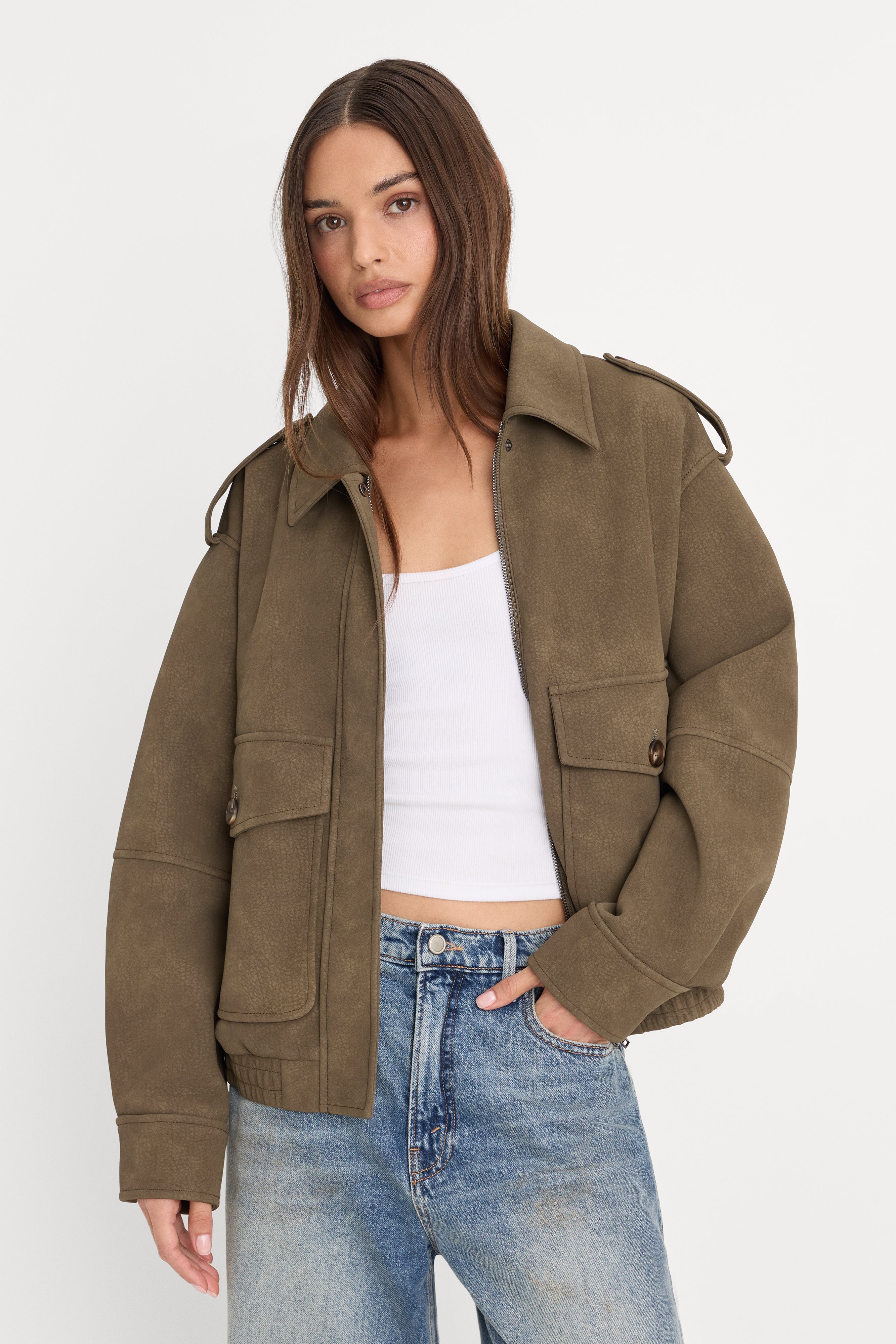 THE BETTER THAN LEATHER BOMBER | STONE