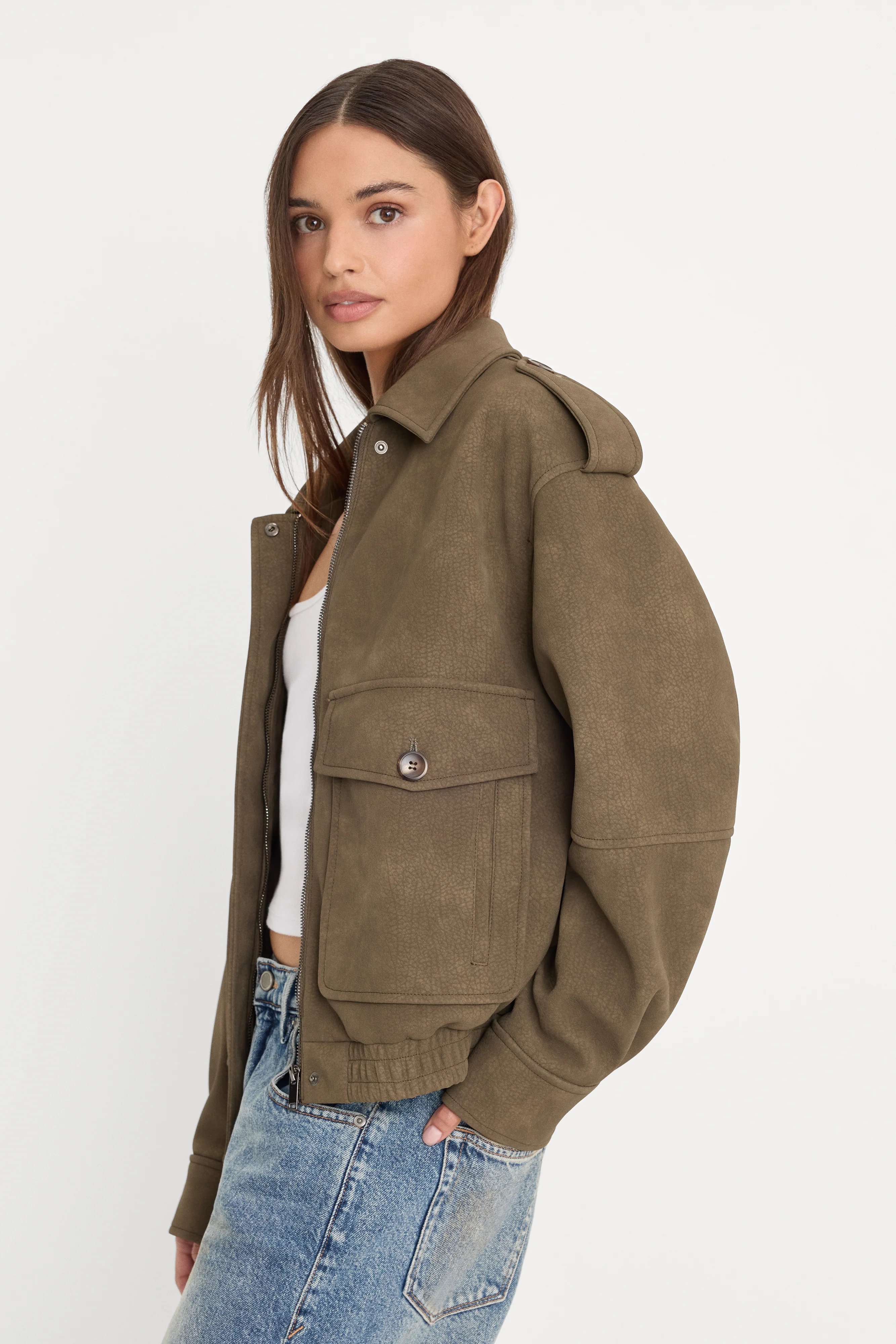 THE BETTER THAN LEATHER BOMBER | STONE - Image 2