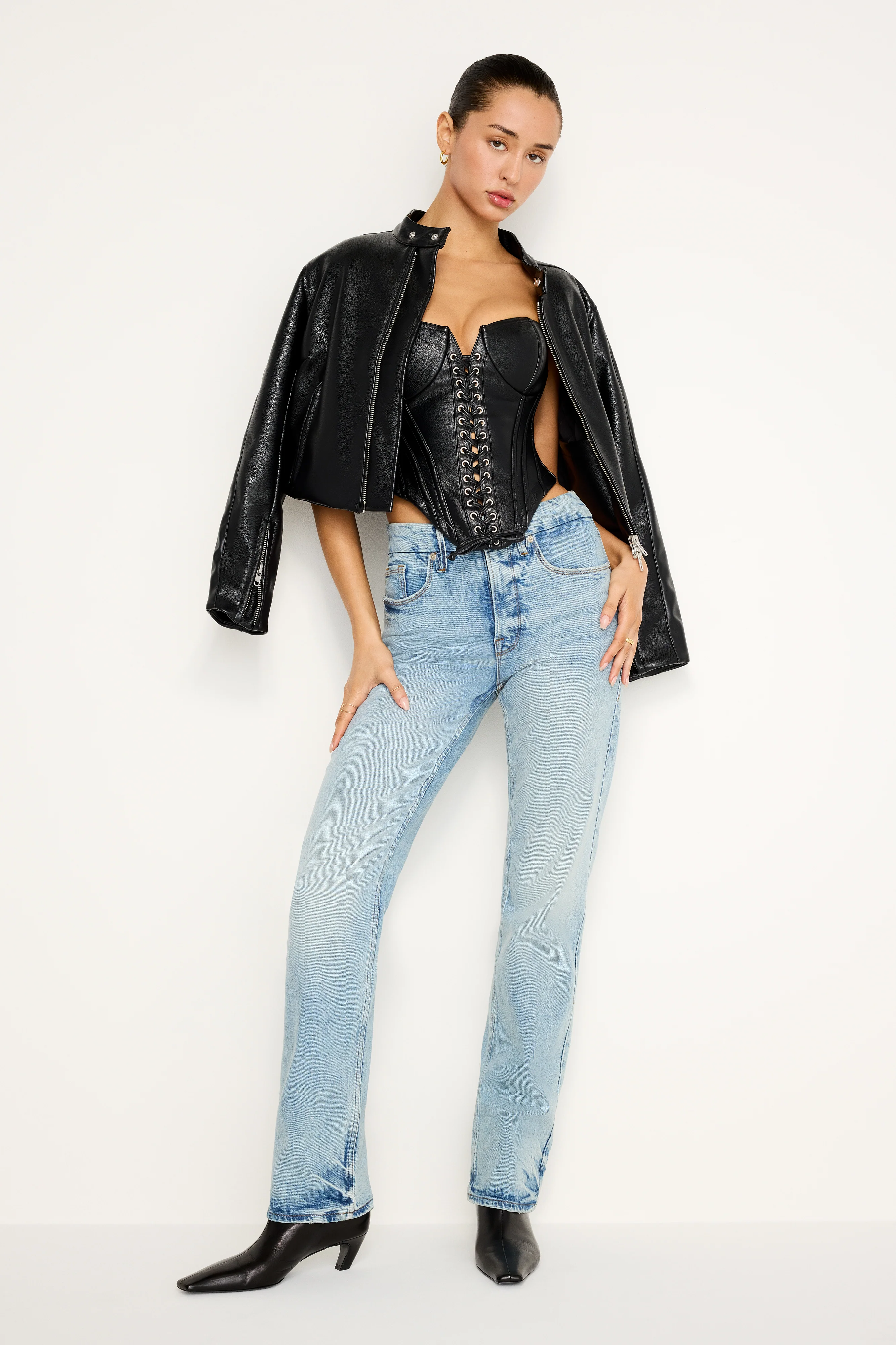 FAUX LEATHER LACE UP BUSTIER | BLACK001 - Image 5