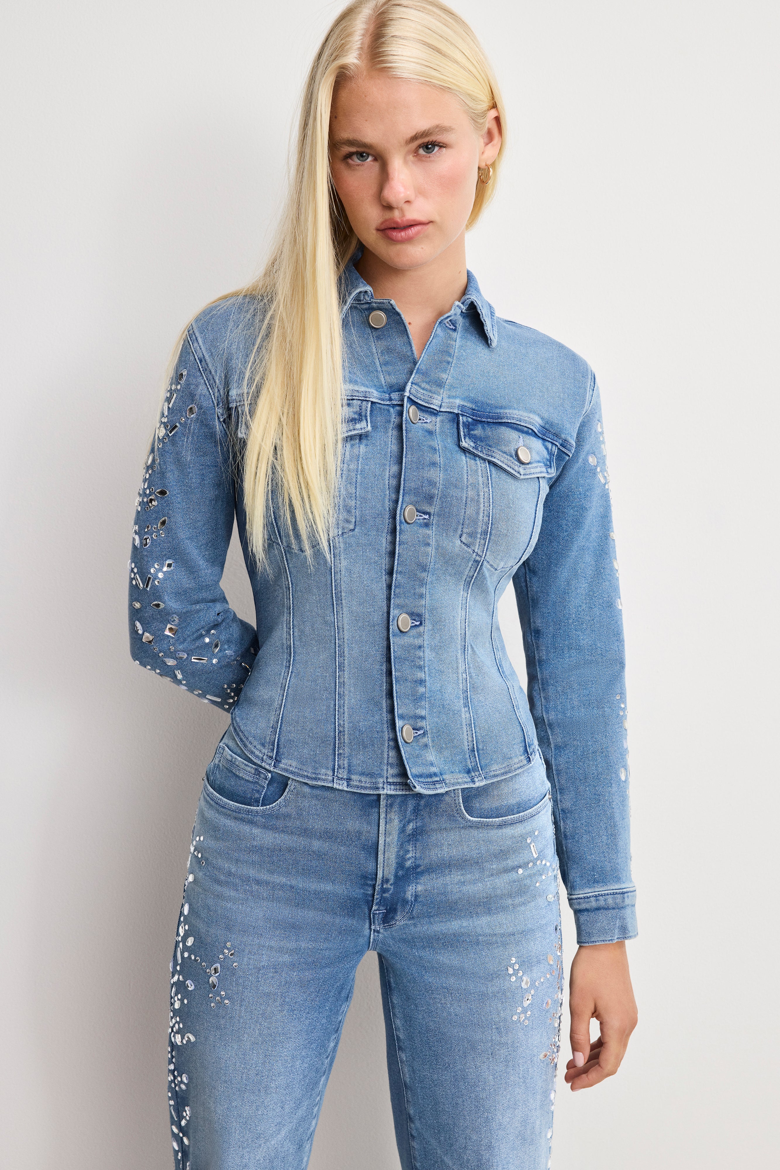 DOLLY CRYSTAL FITTED JACKET | INDIGO1089