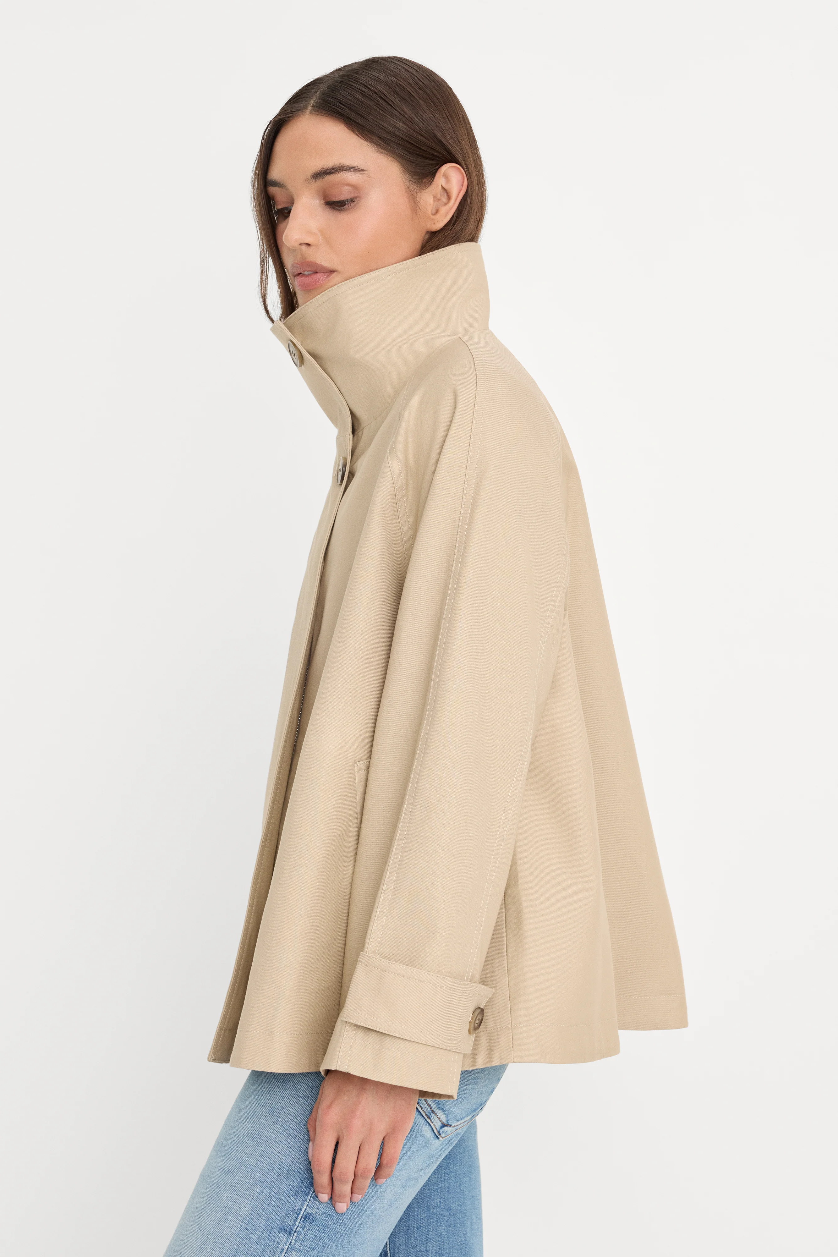 THE FUNNEL NECK TRENCH | LIGHT TAUPE - Image 2