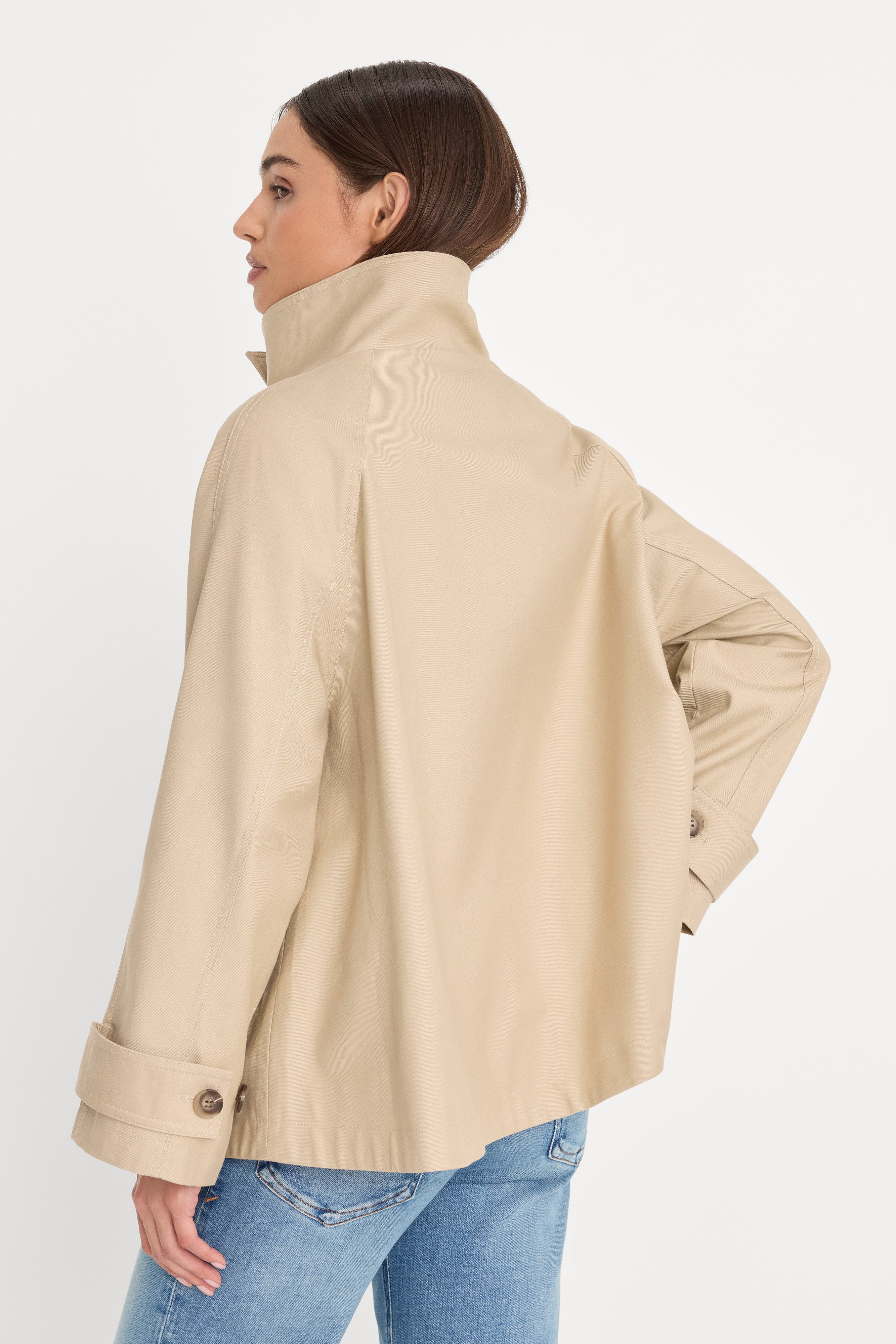THE FUNNEL NECK TRENCH | LIGHT TAUPE - Image 3
