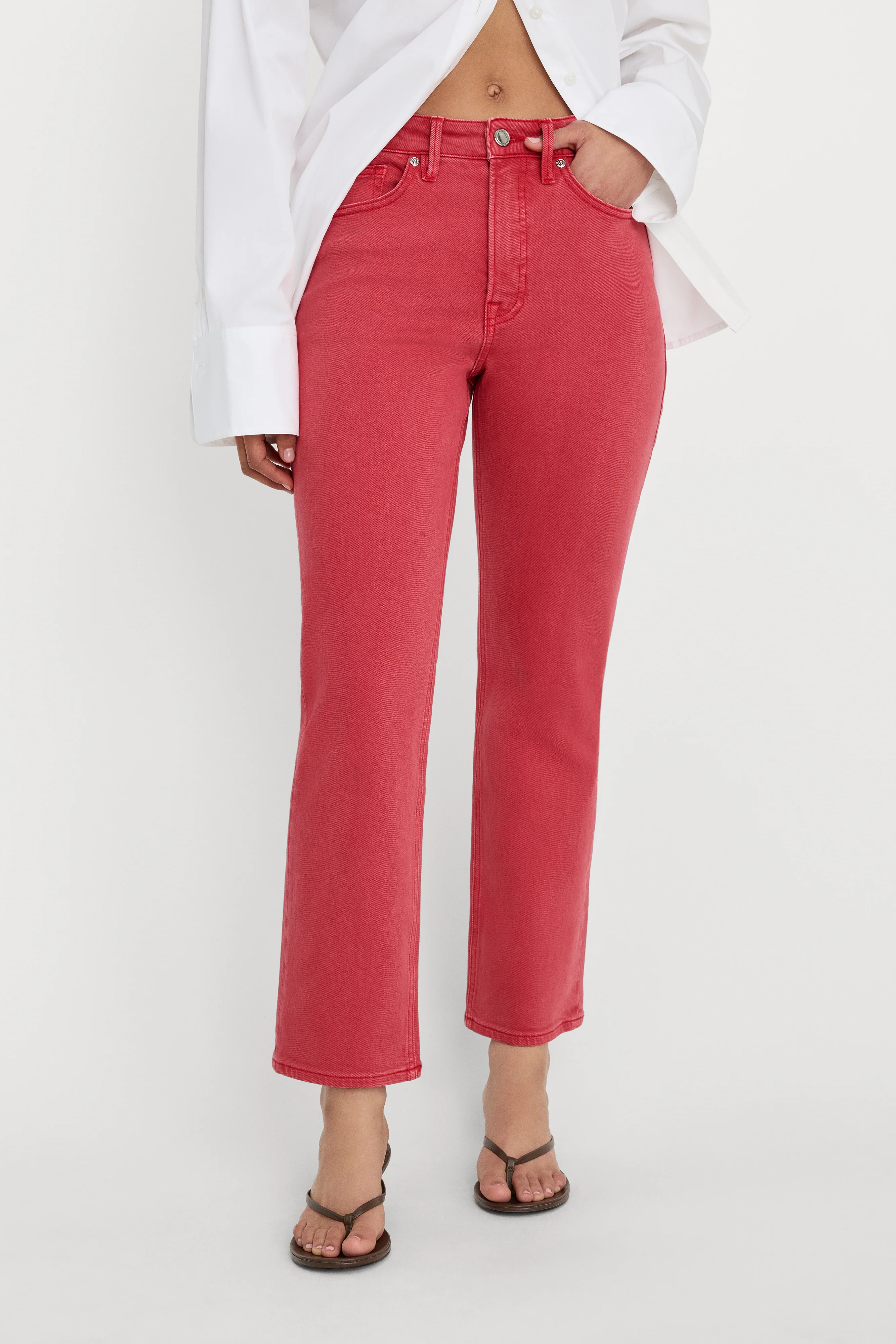 GOOD ICON ANKLE JEANS | CHERRY RED - Image 2