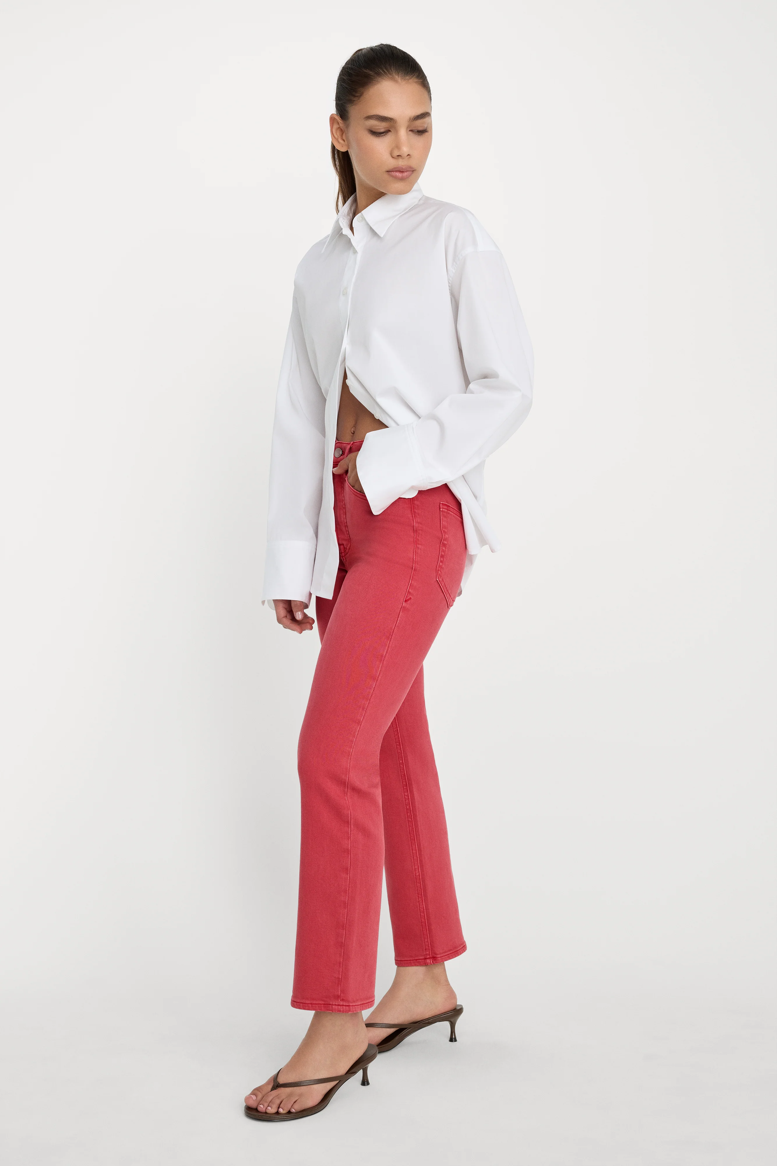 GOOD ICON ANKLE JEANS | CHERRY RED - Image 4