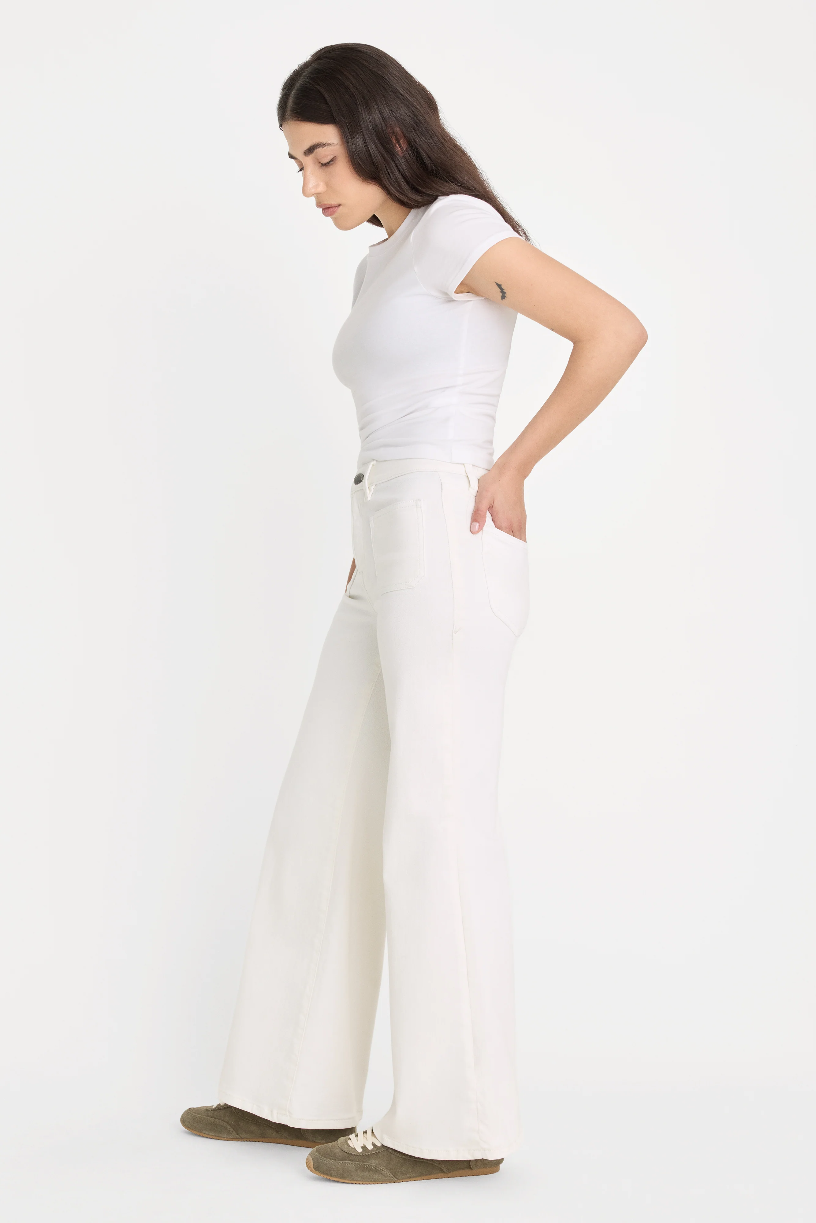 GOOD PETITE PALAZZO JEANS | WHITE001 - Image 3