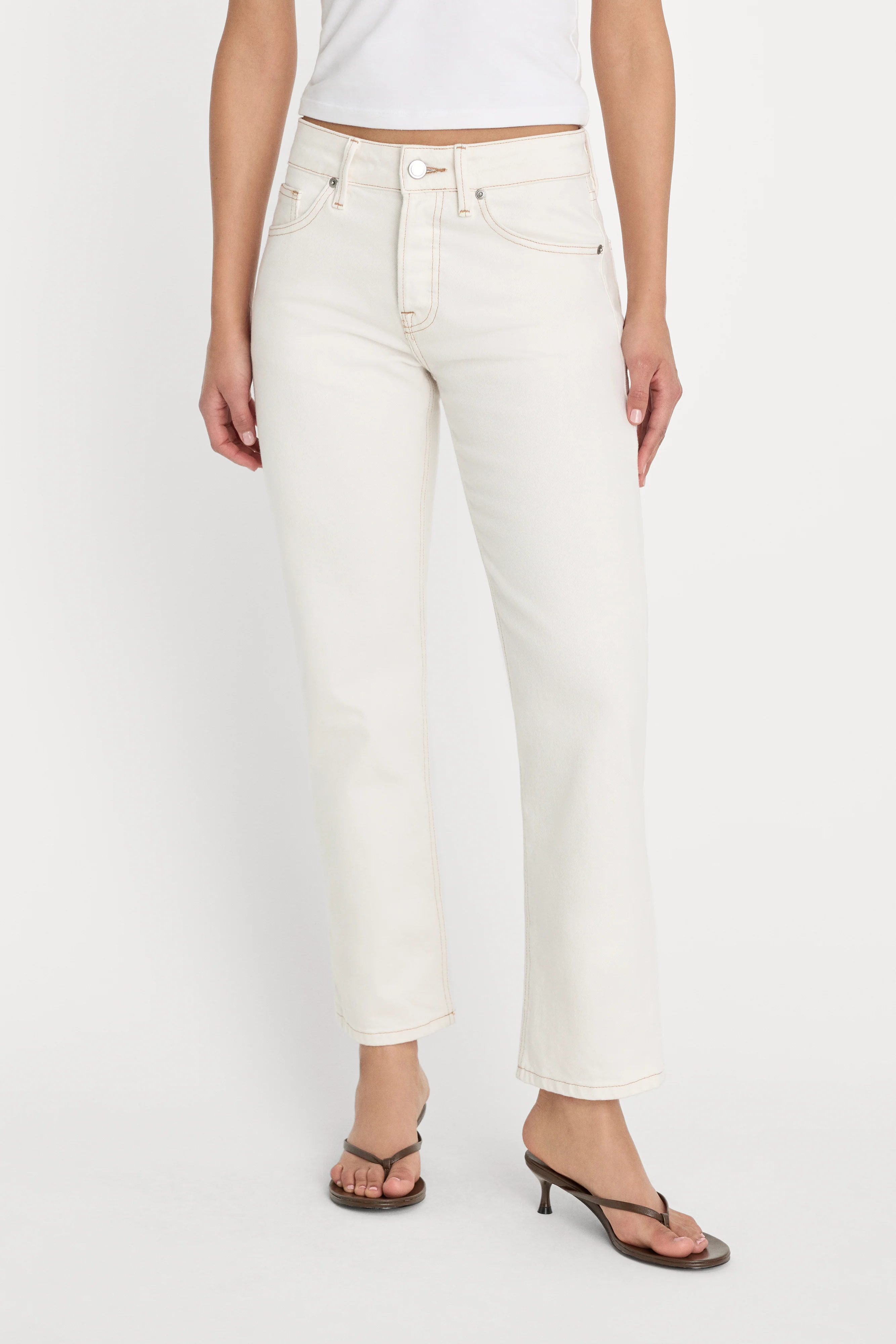 VINTAGE STRAIGHT ANKLE JEANS | ECRU001 - Image 2