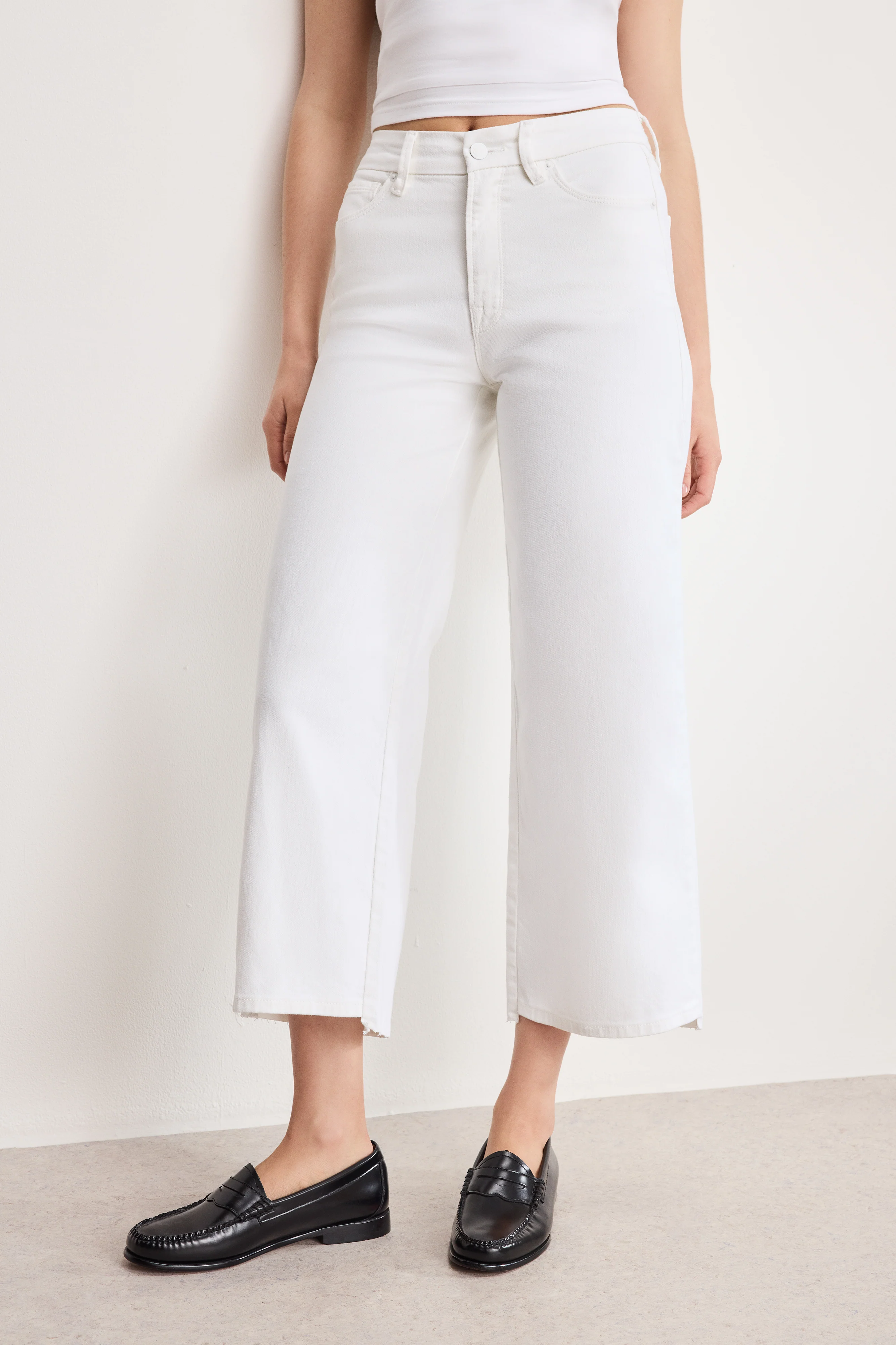 GOOD WAIST CROPPED PALAZZO JEANS | WHITE001 - Image 4