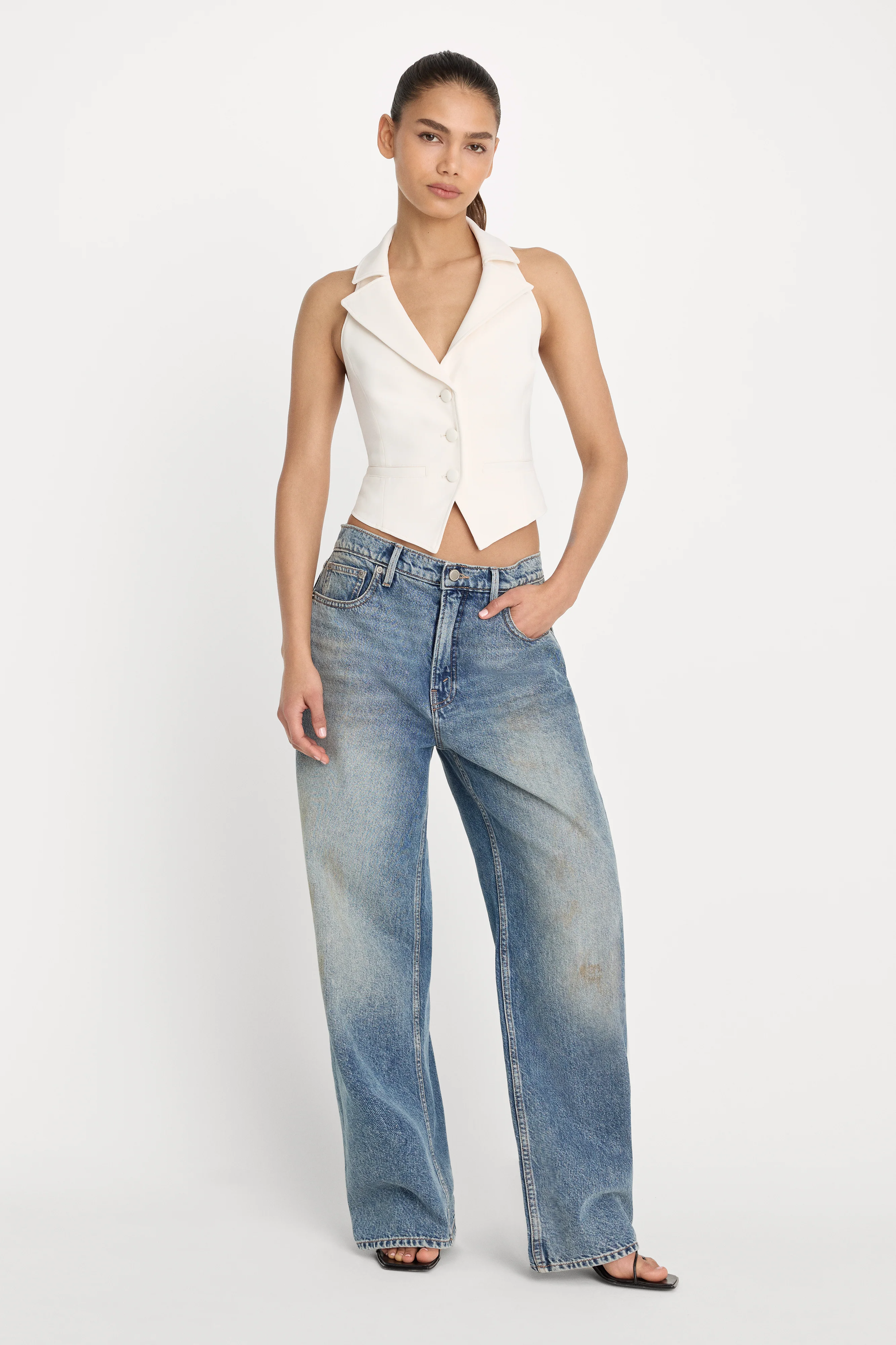 LUXE SUITING HALTER VEST | SOFT SHELL - Image 3