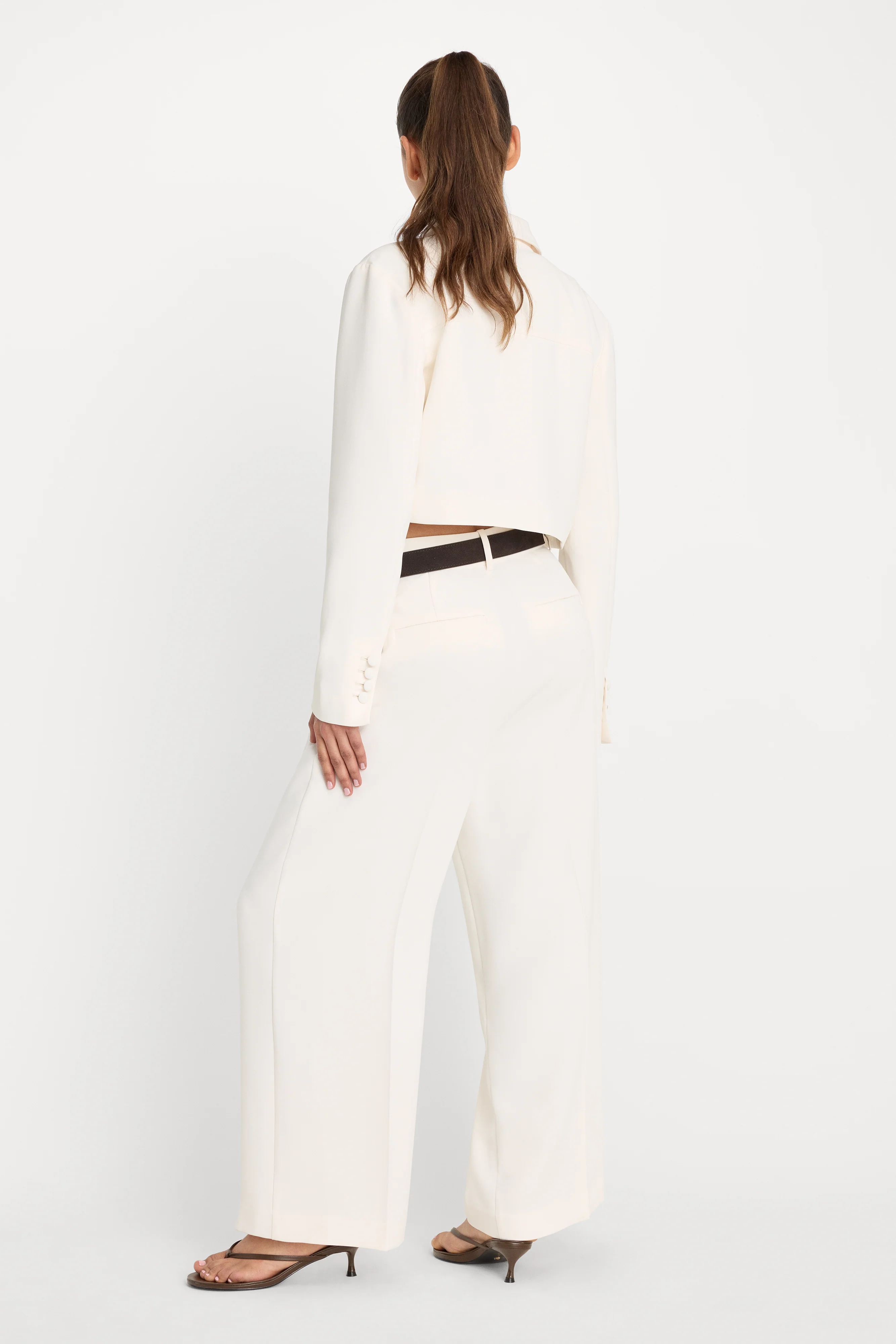 LUXE SUITING HIGH-RISE CROPPED WIDE LEG TROUSER | SOFT SHELL - Image 4