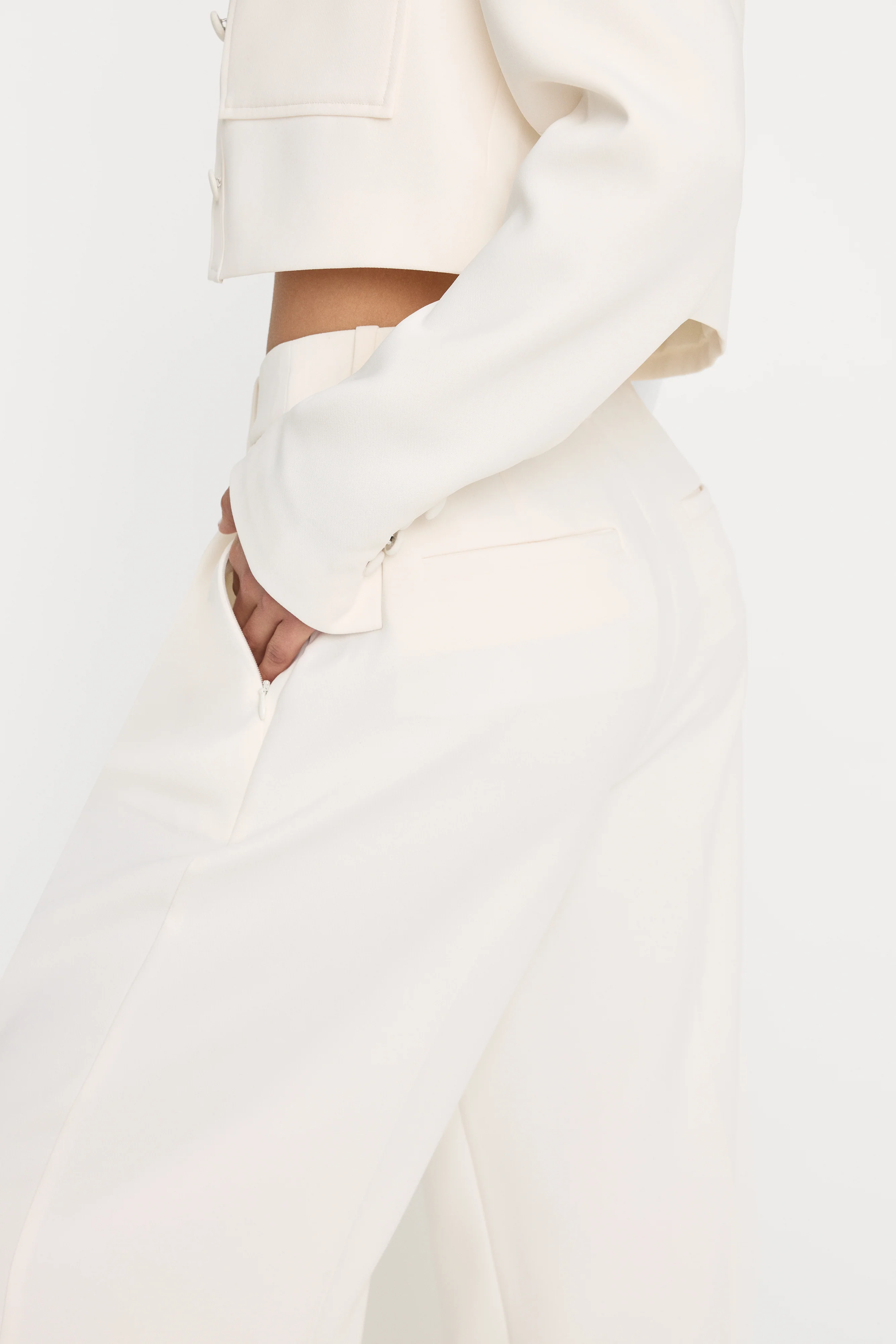 LUXE SUITING HIGH-RISE CROPPED WIDE LEG TROUSER | SOFT SHELL - Image 6