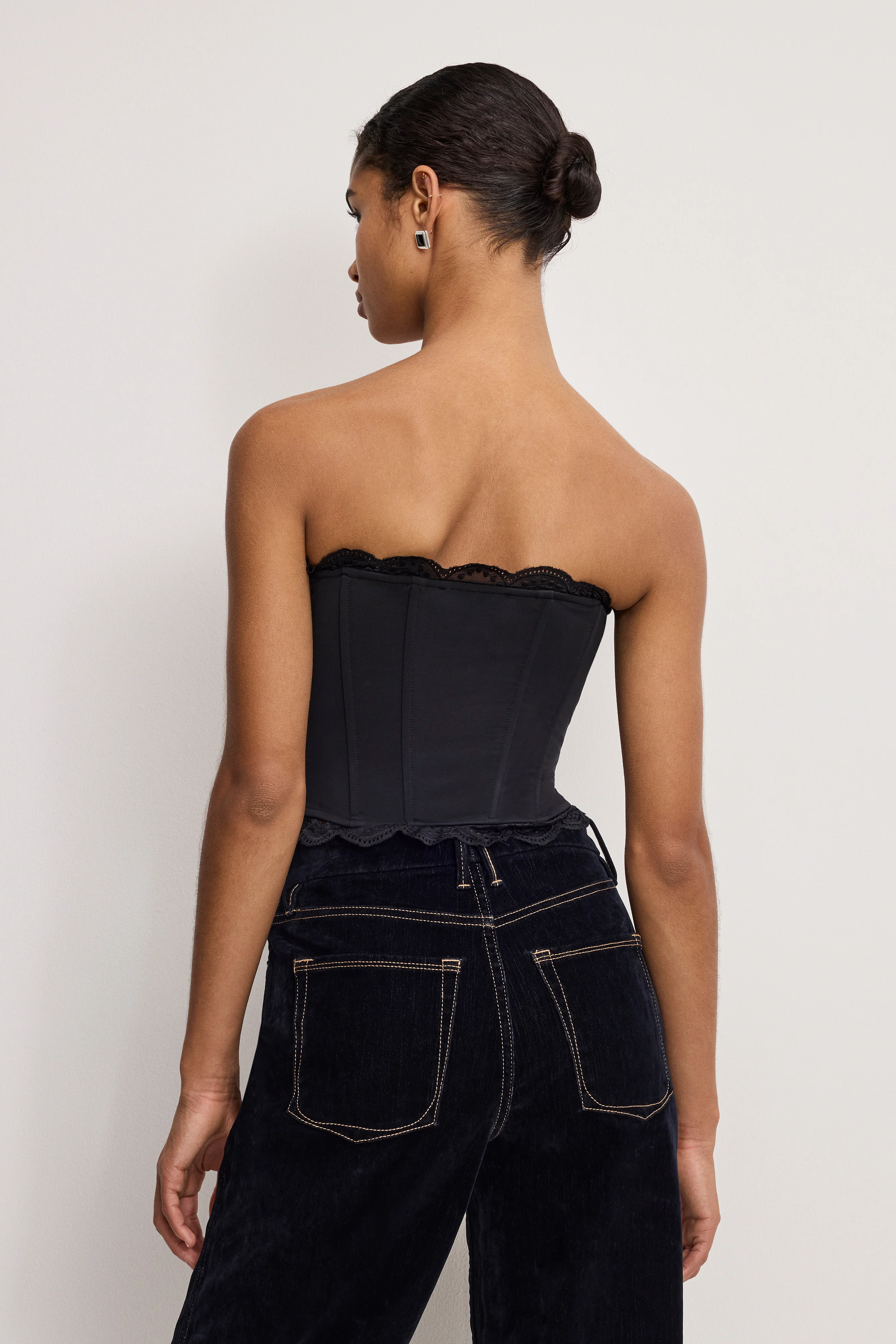 MATTE JERSEY LACE TRIM  BUSTIER | BLACK001 - Image 4