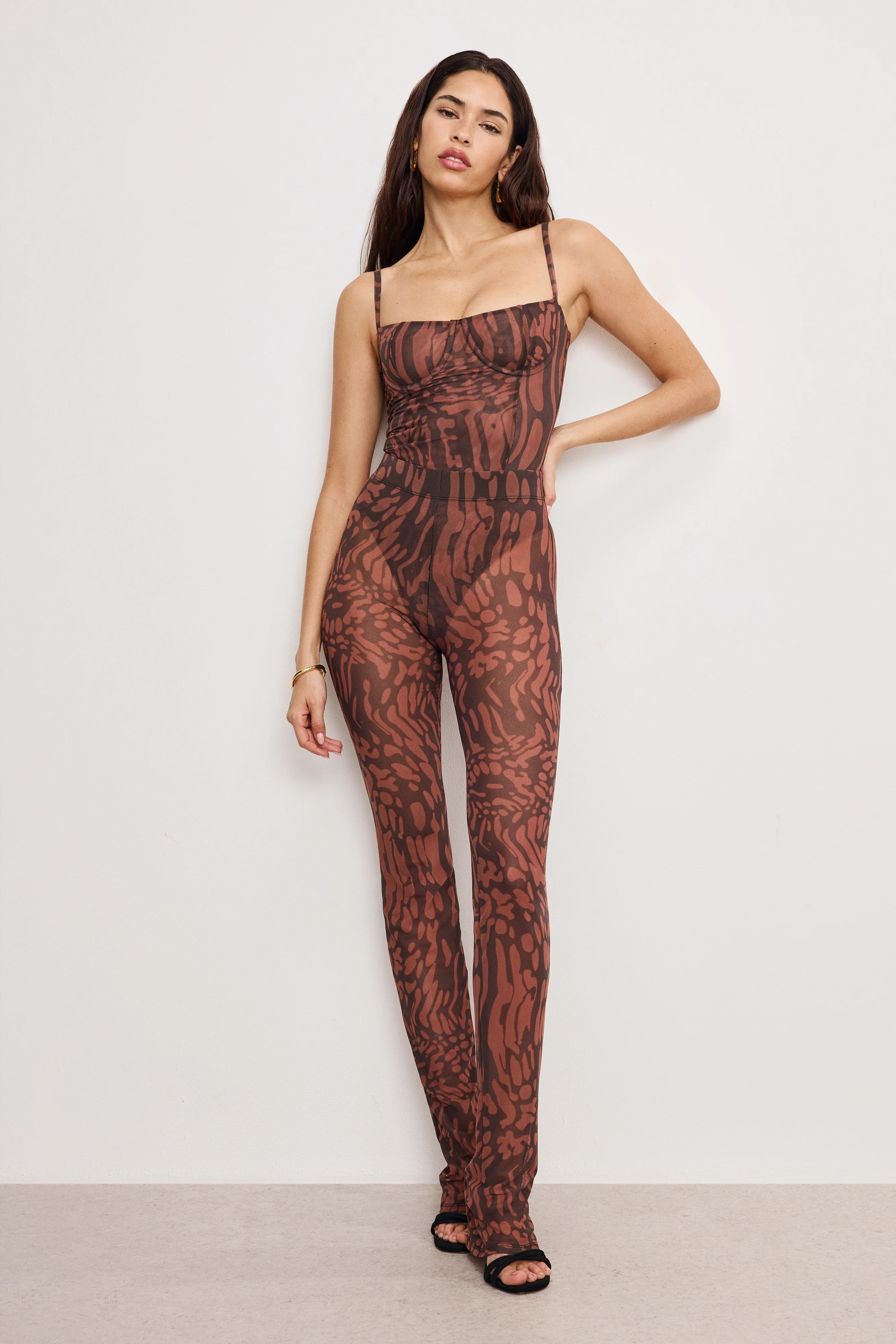 MESH BUSTIER BODYSUIT | JAVA WARPED LEOPARD001 - Image 2