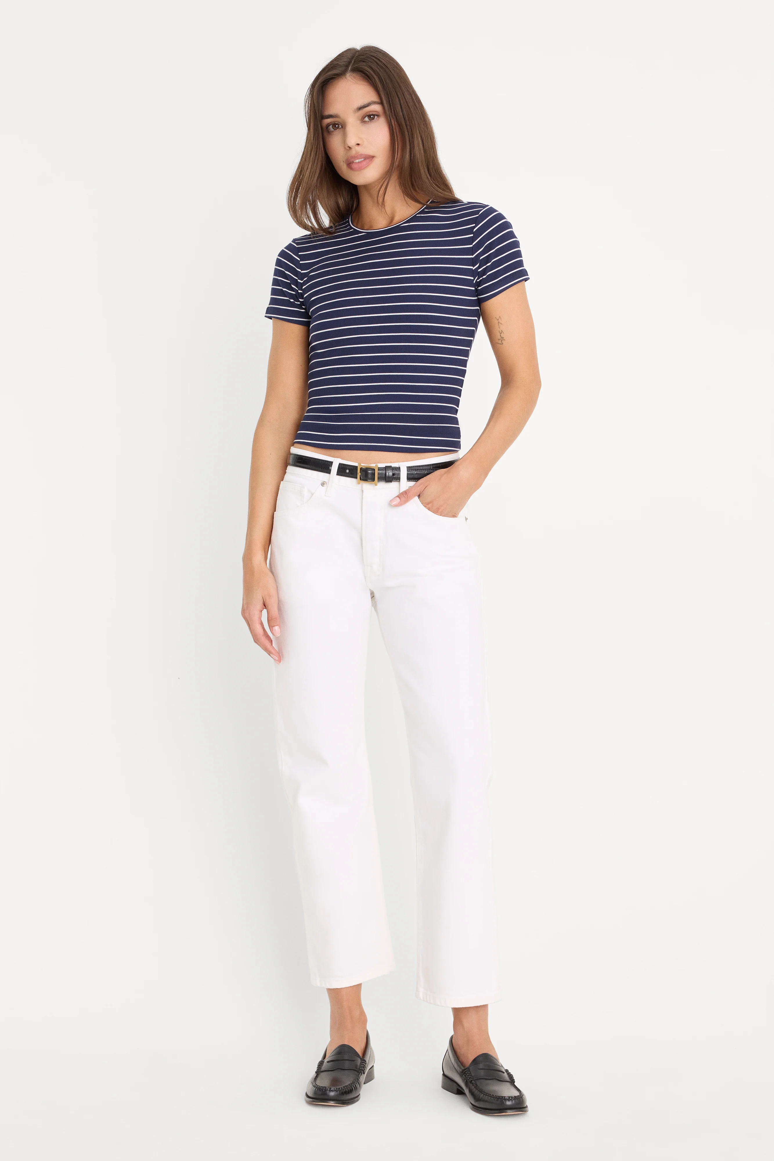 THE RIB BABY TEE | SIMPLE STRIPE HORIZON INK - Image 3