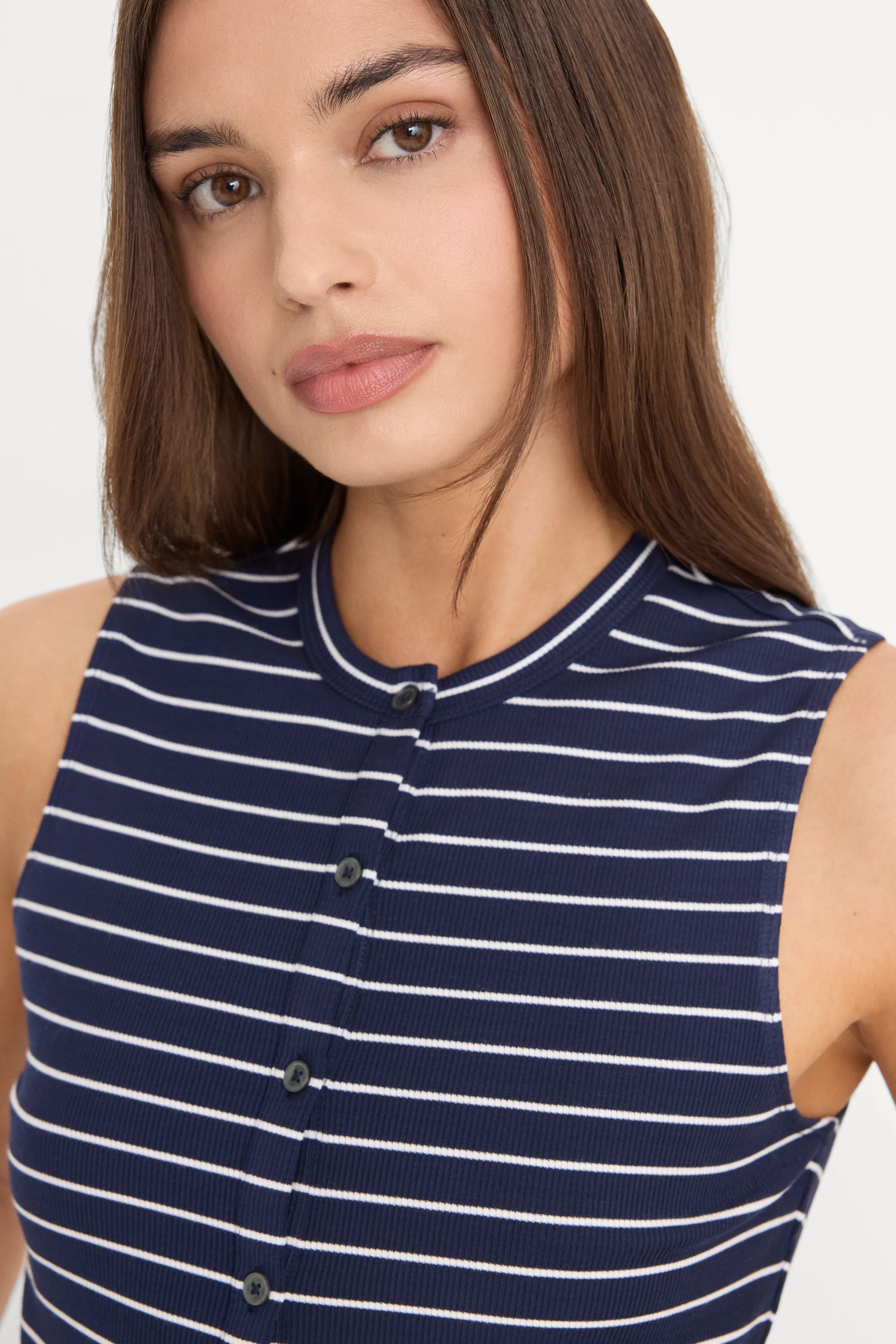 THE RIB SPLAY TOP | SIMPLE STRIPE HORIZON INK - Image 2