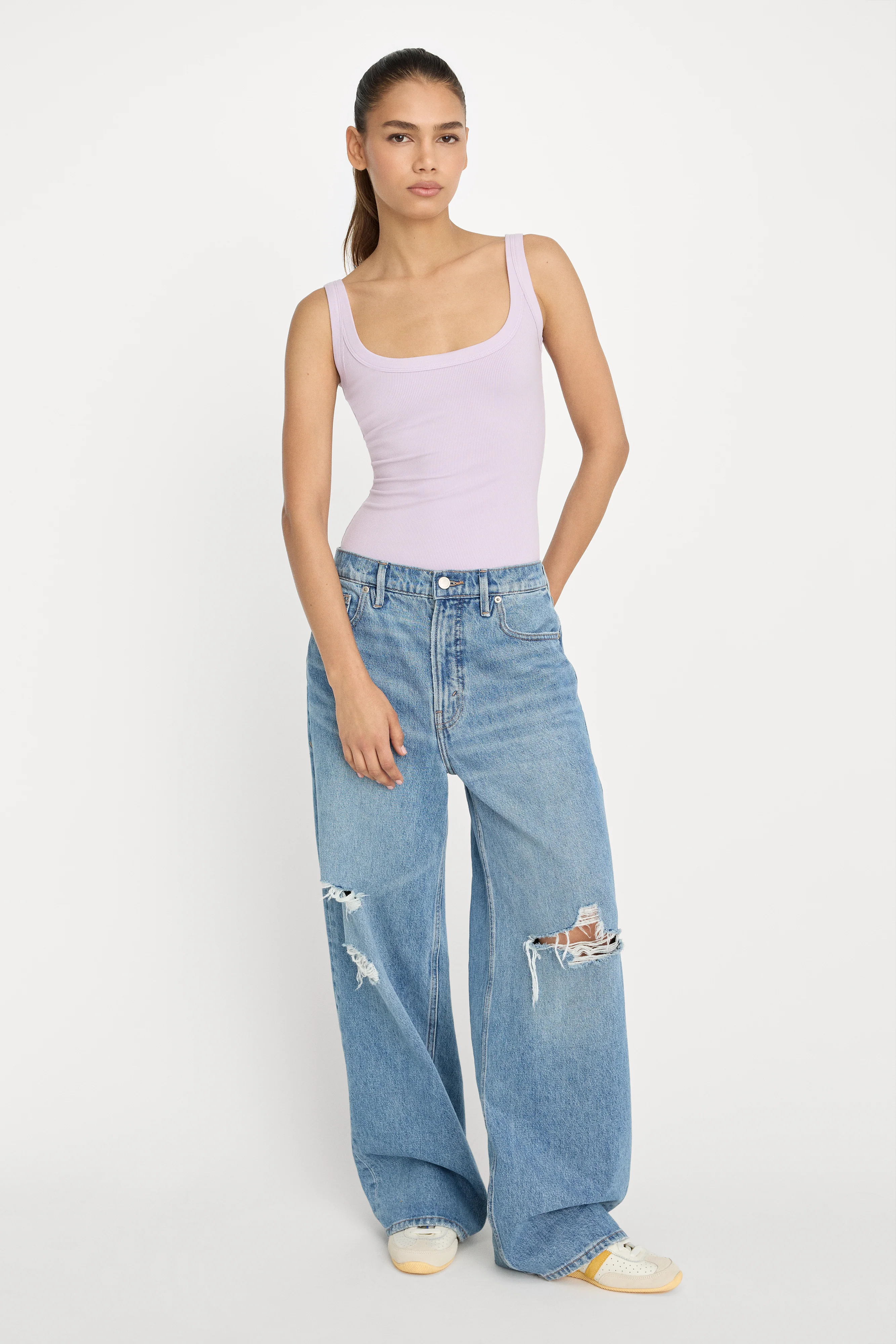 MODAL RIB TANK BODYSUIT | LIGHT LILAC - Image 3