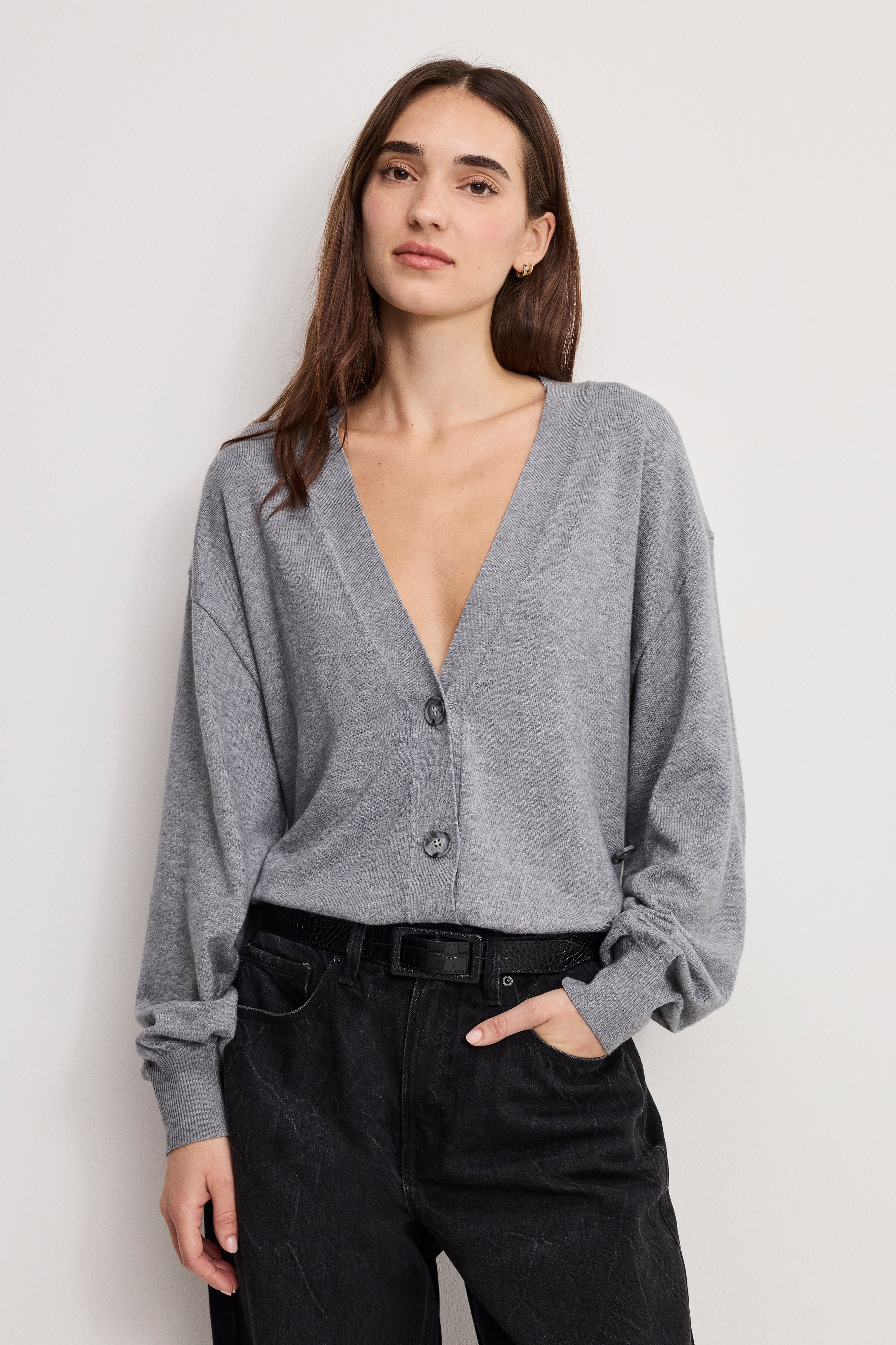 MULTI FUNCTIONAL CARDIGAN SWEATER | CHARCOAL - Image 2