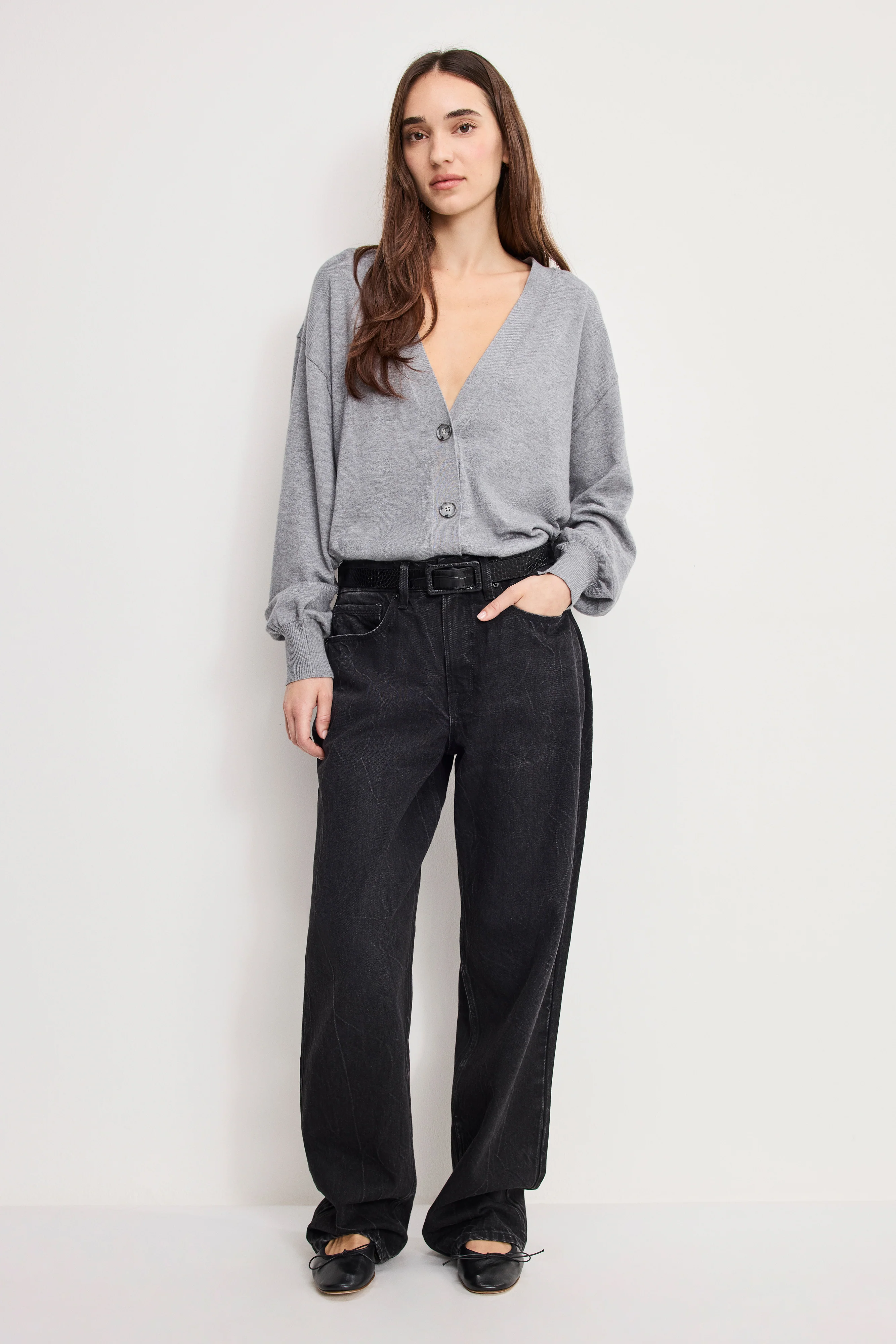 MULTI FUNCTIONAL CARDIGAN SWEATER | CHARCOAL - Image 3