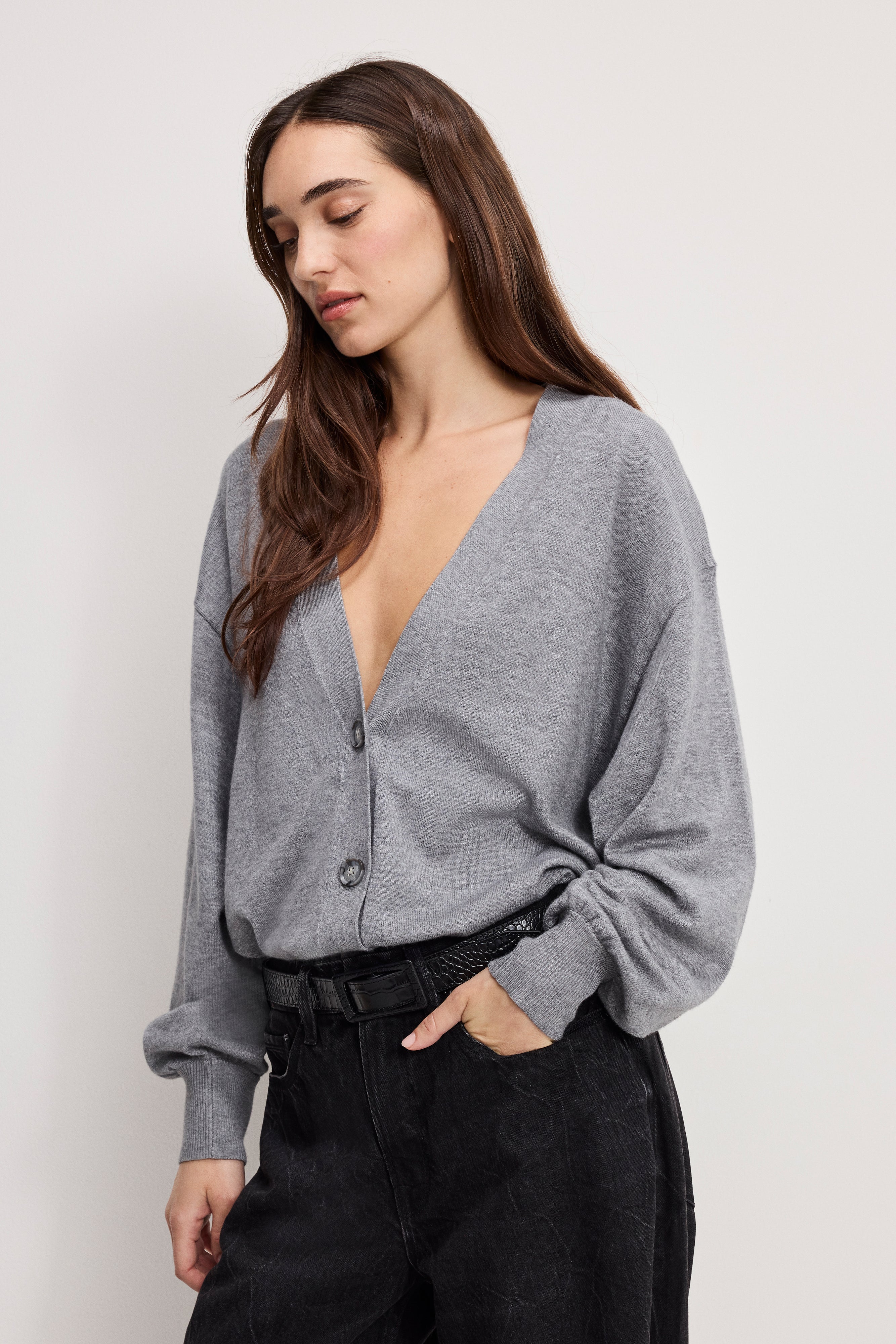 MULTI FUNCTIONAL CARDIGAN SWEATER | CHARCOAL - Image 4