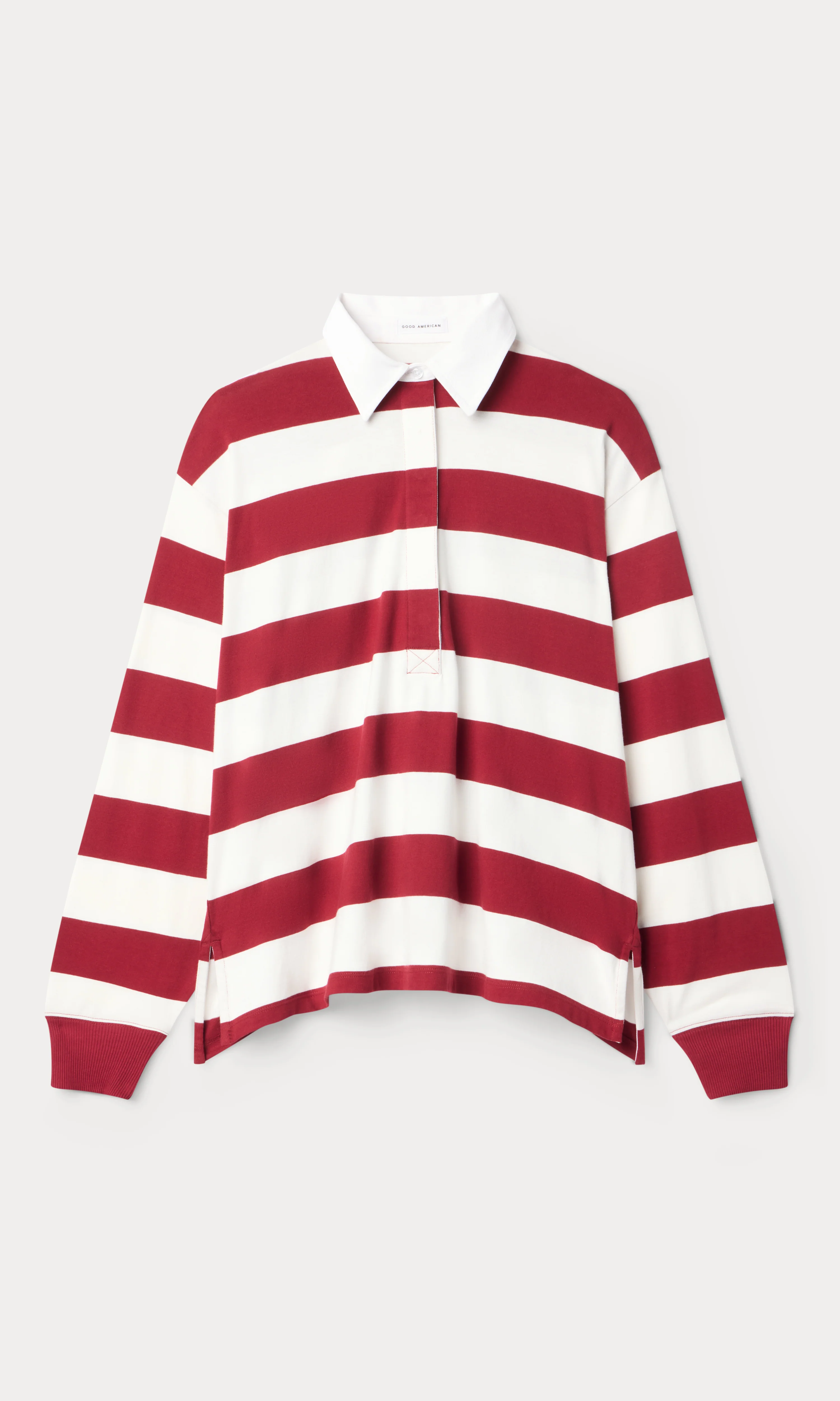 OVERSIZED RUGBY TEE | MERLOT AND CHALK RUGBY STRIPE - Image 5