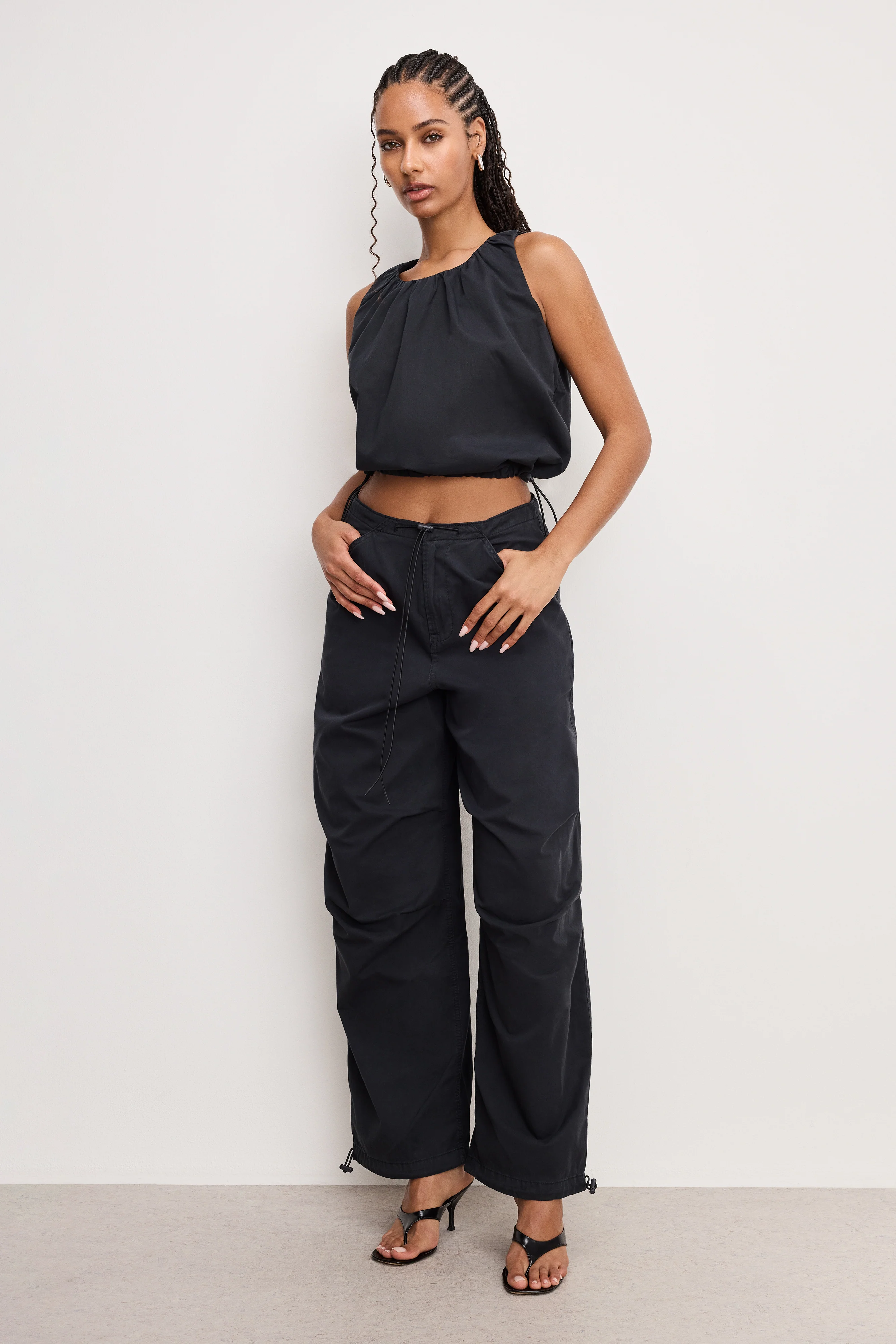 TWILL PARACHUTE BUBBLE TOP | BLACK001 - Image 4