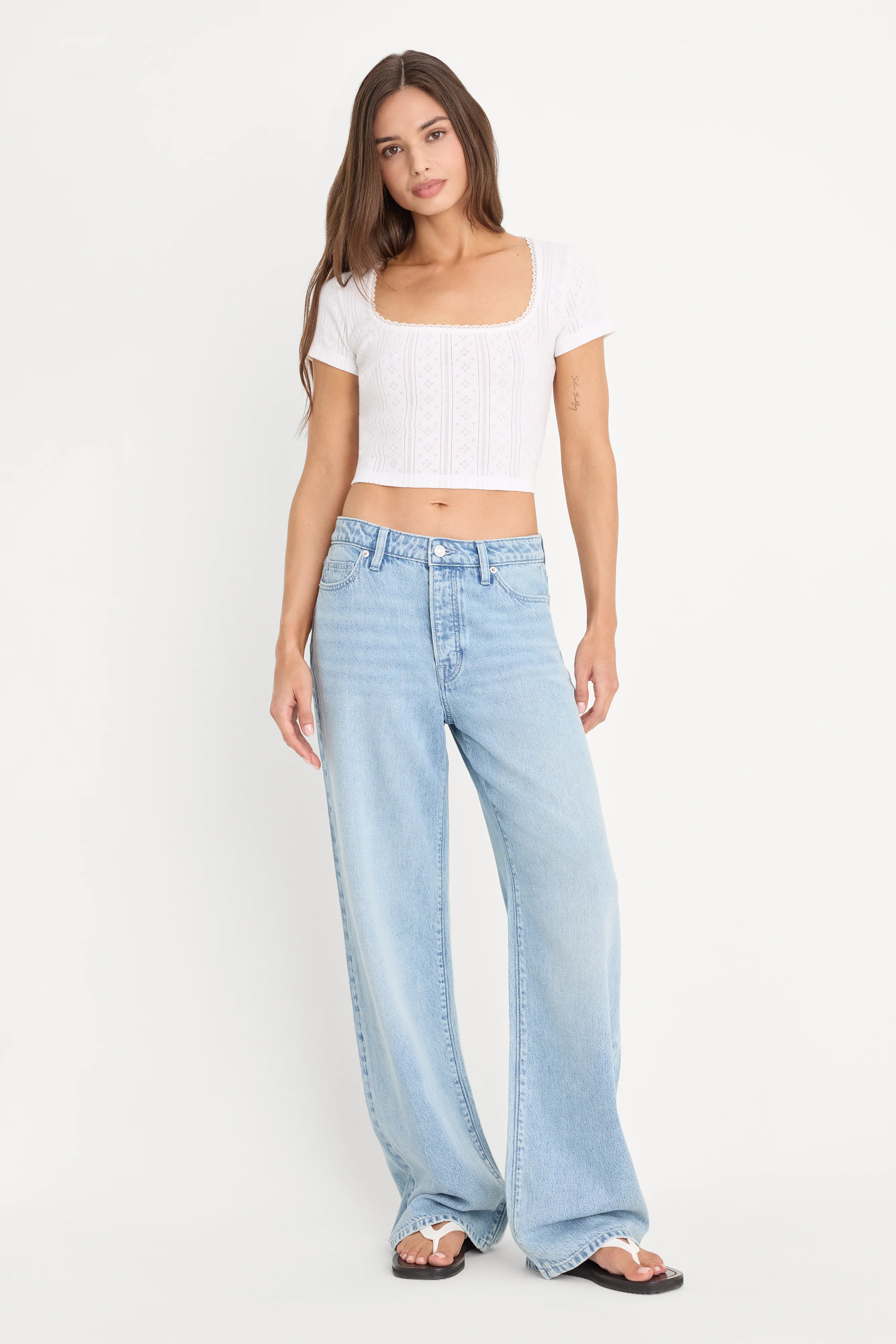 THE POINTELLE SQUARE NECK TOP | WHITE - Image 5