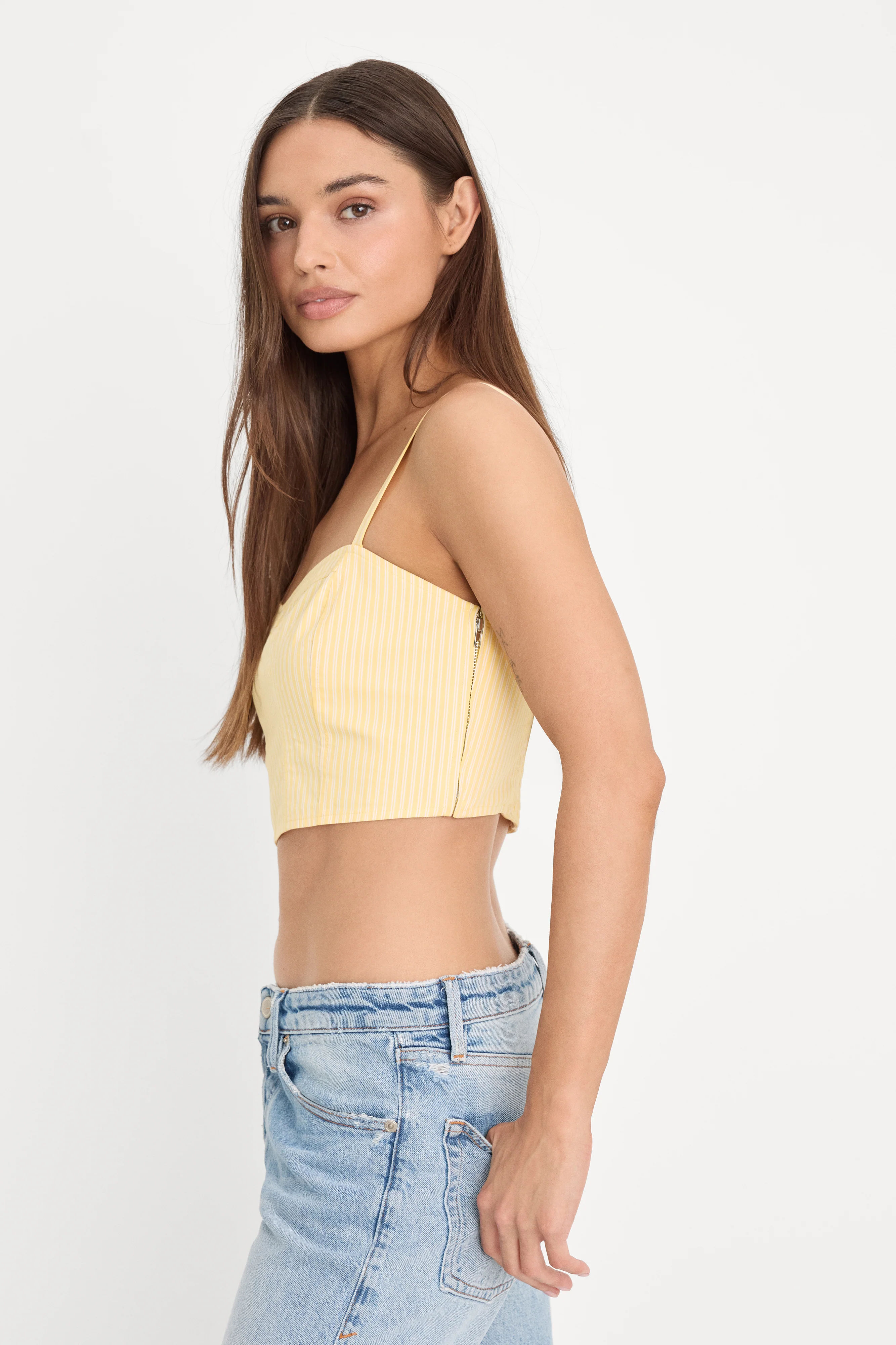 POPLIN BUSTIER CAMI TOP | BUTTERBEAM STRIPE - Image 4