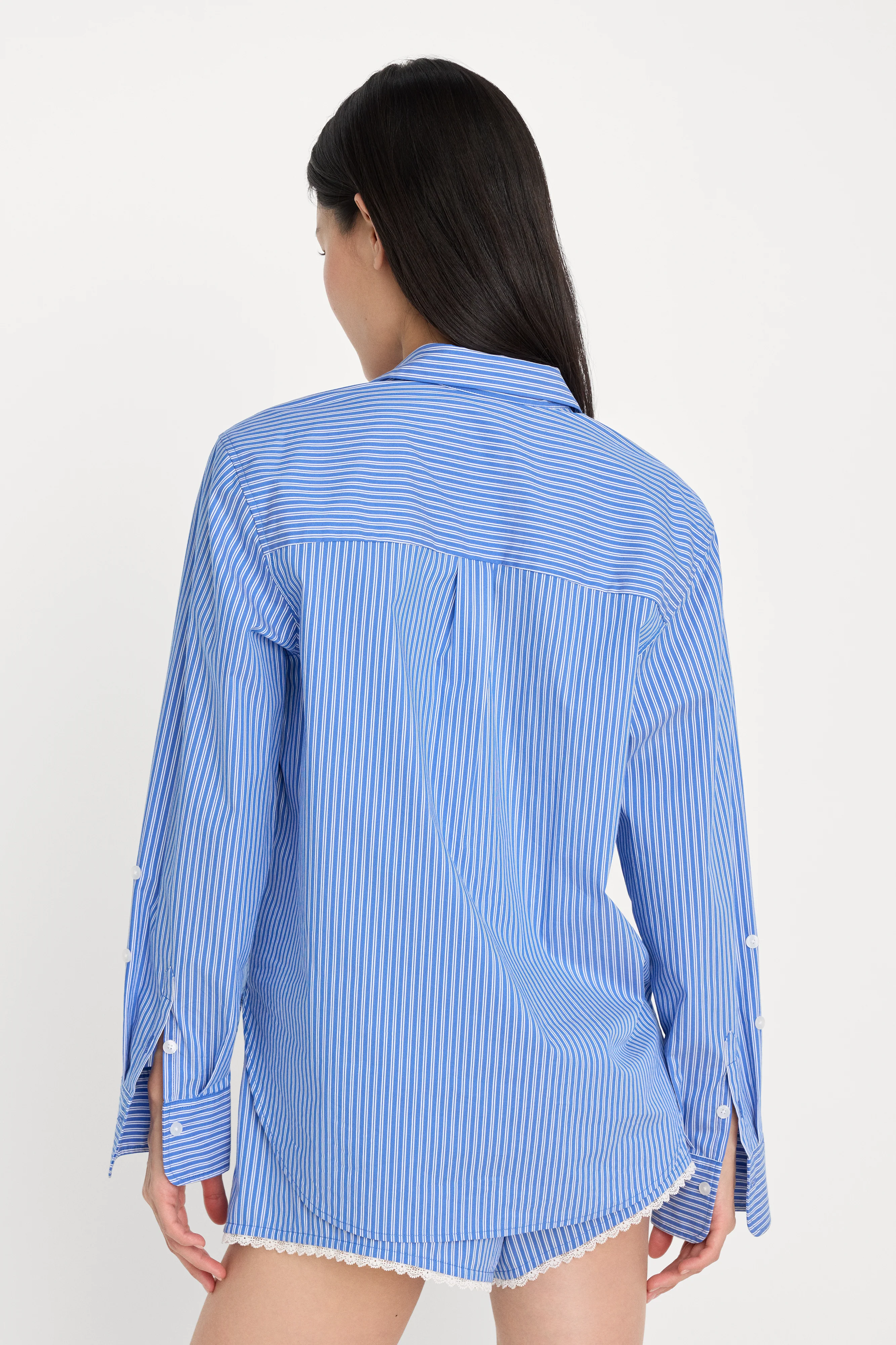 POPLIN CLASSIC BOXY SHIRT | BLUE &amp; WHITE STRIPE - Image 4