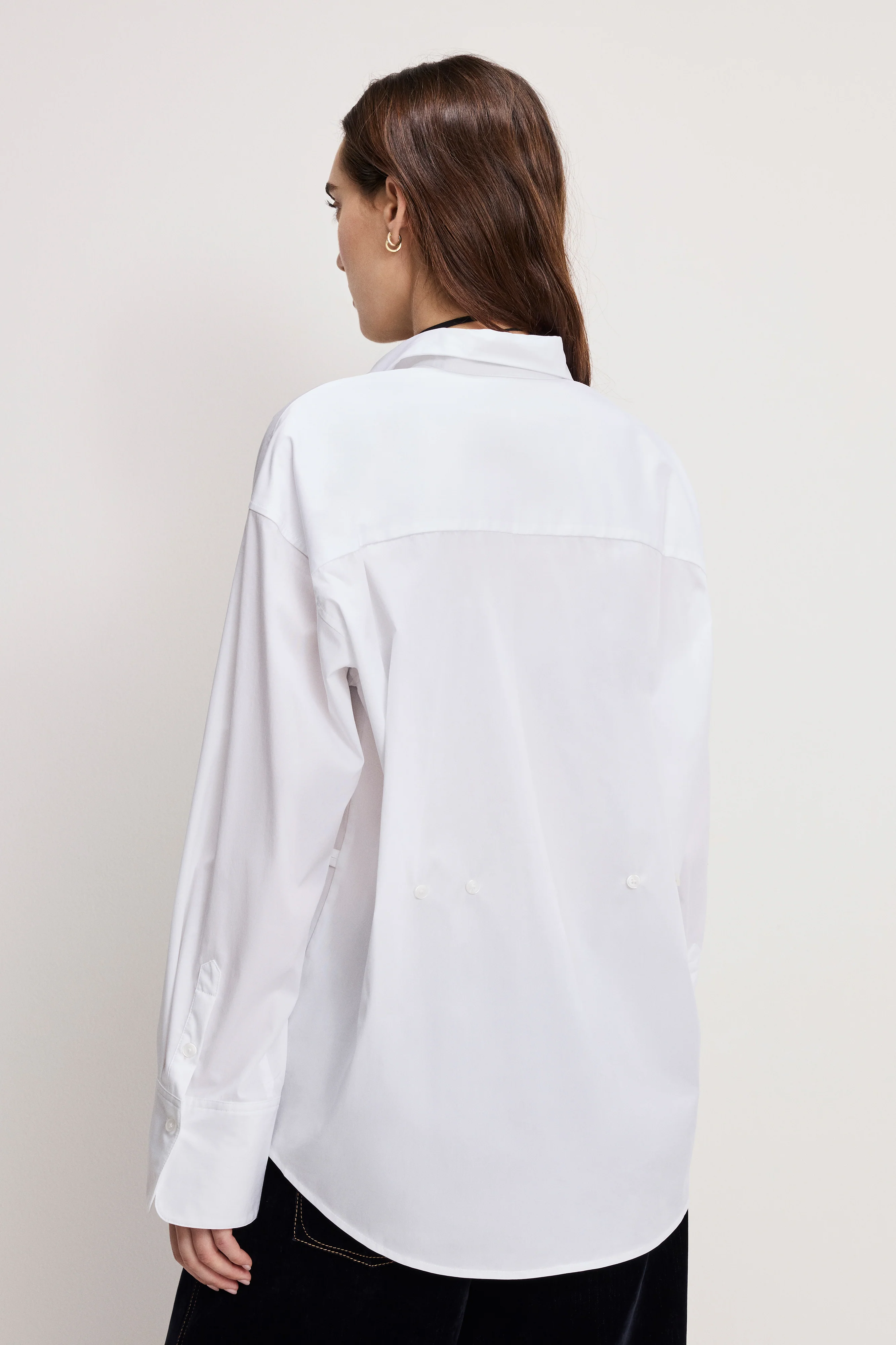 POPLIN OVERSIZED SHIRT W BUTTON ADJUSTABLE WAIST | WHITE001 - Image 5