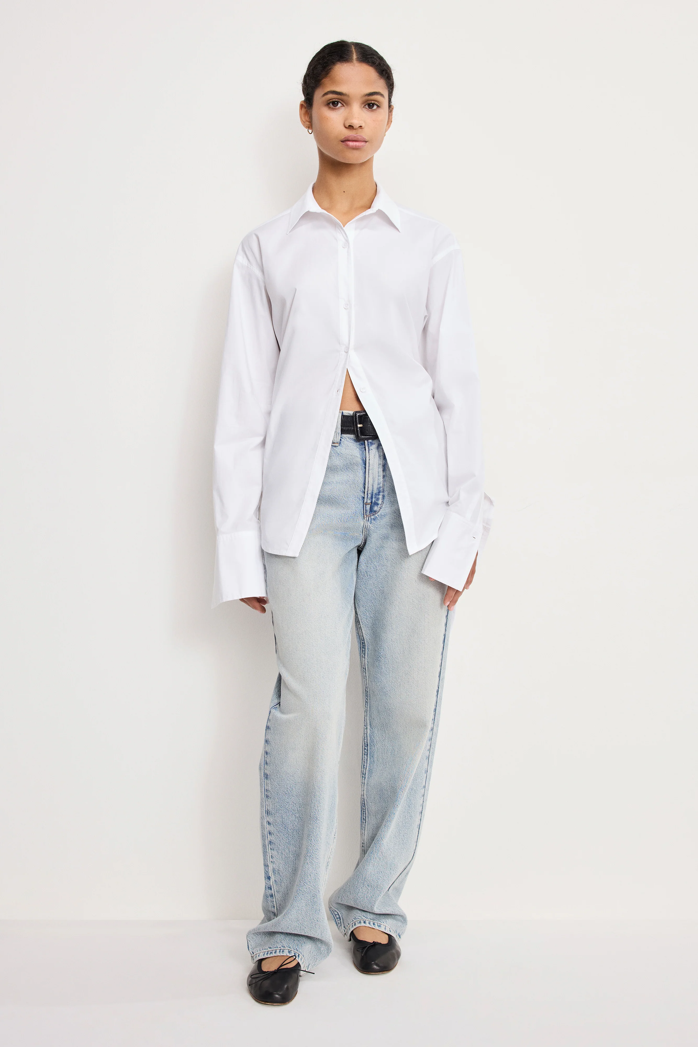 POPLIN TIE BACK SHIRT | WHITE001 - Image 2