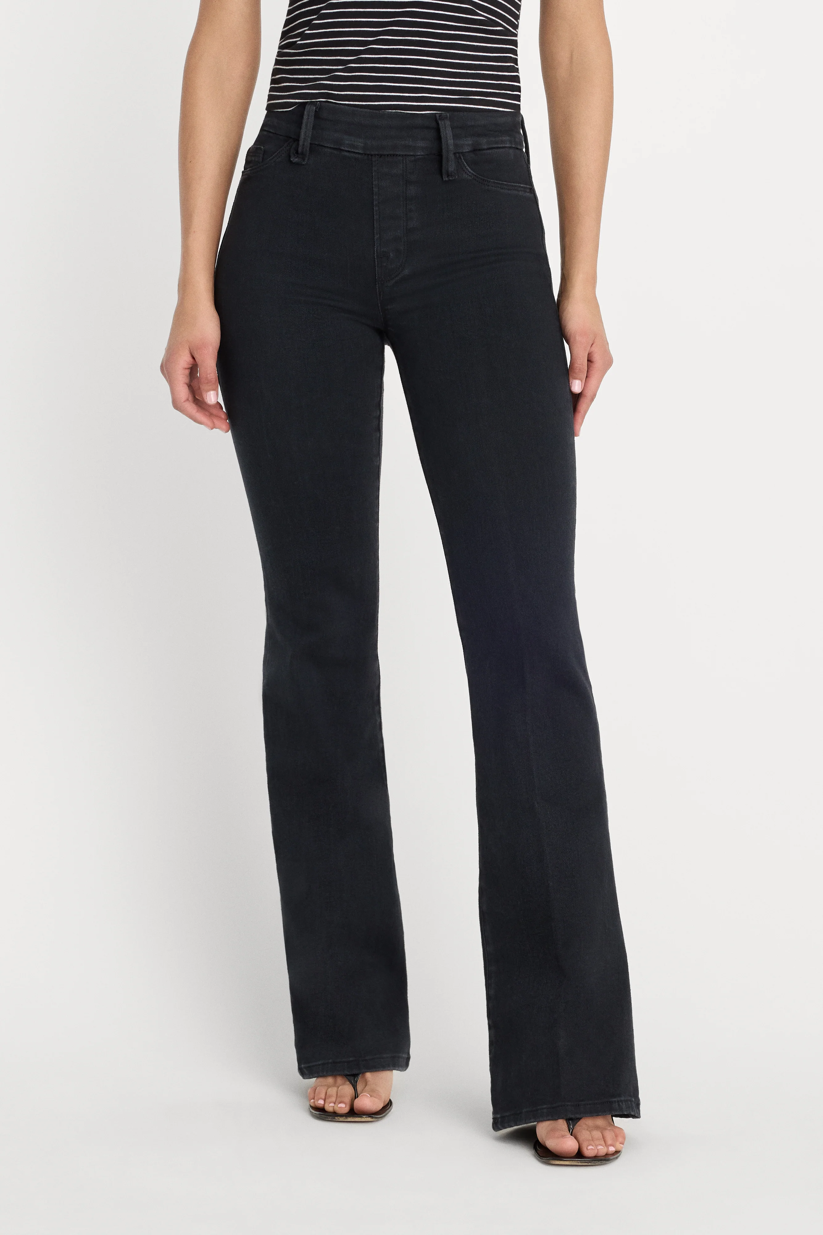 POWER STRETCH PULL-ON FLARE JEANS | BLACK001 - Image 3