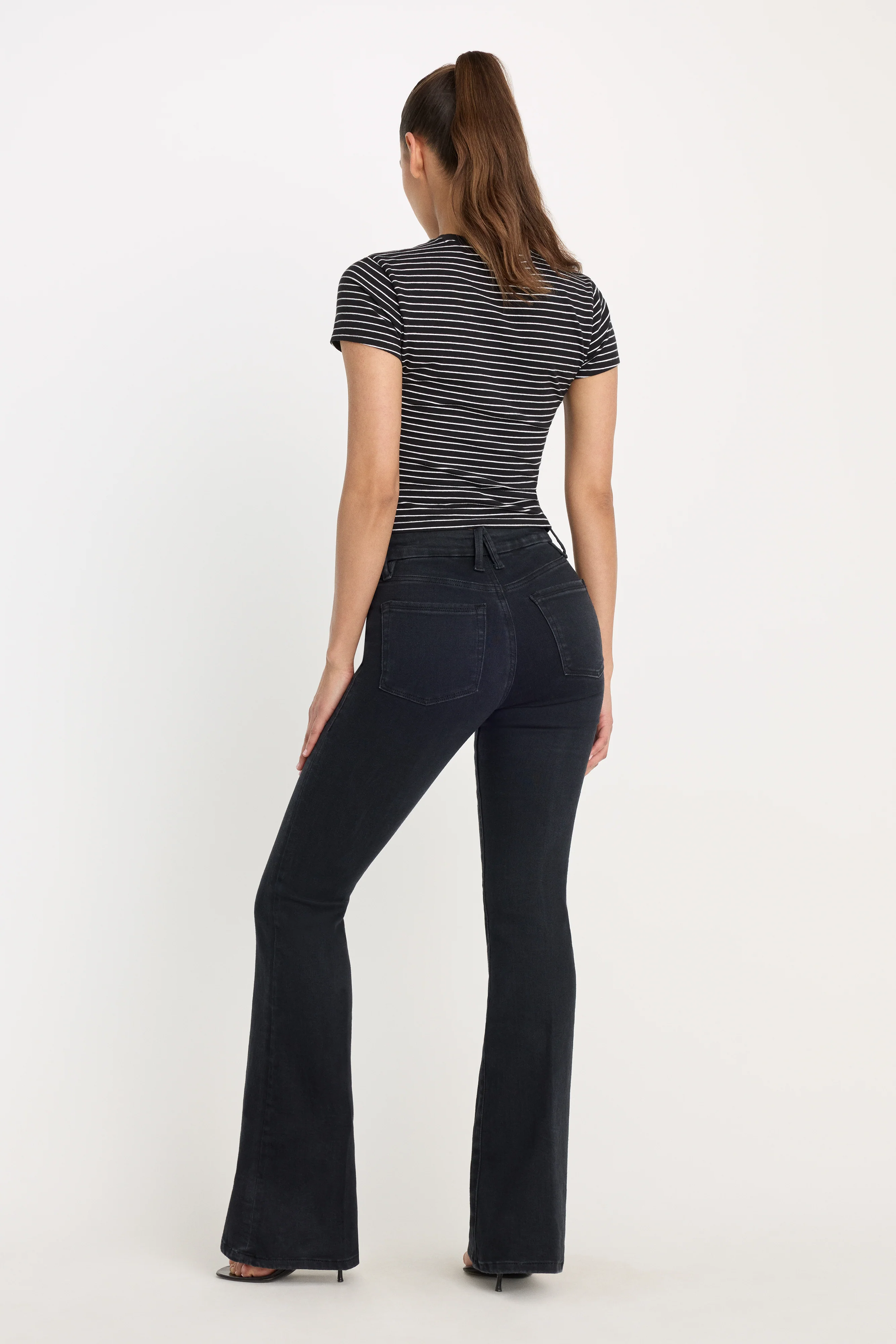 POWER STRETCH PULL-ON FLARE JEANS | BLACK001 - Image 5