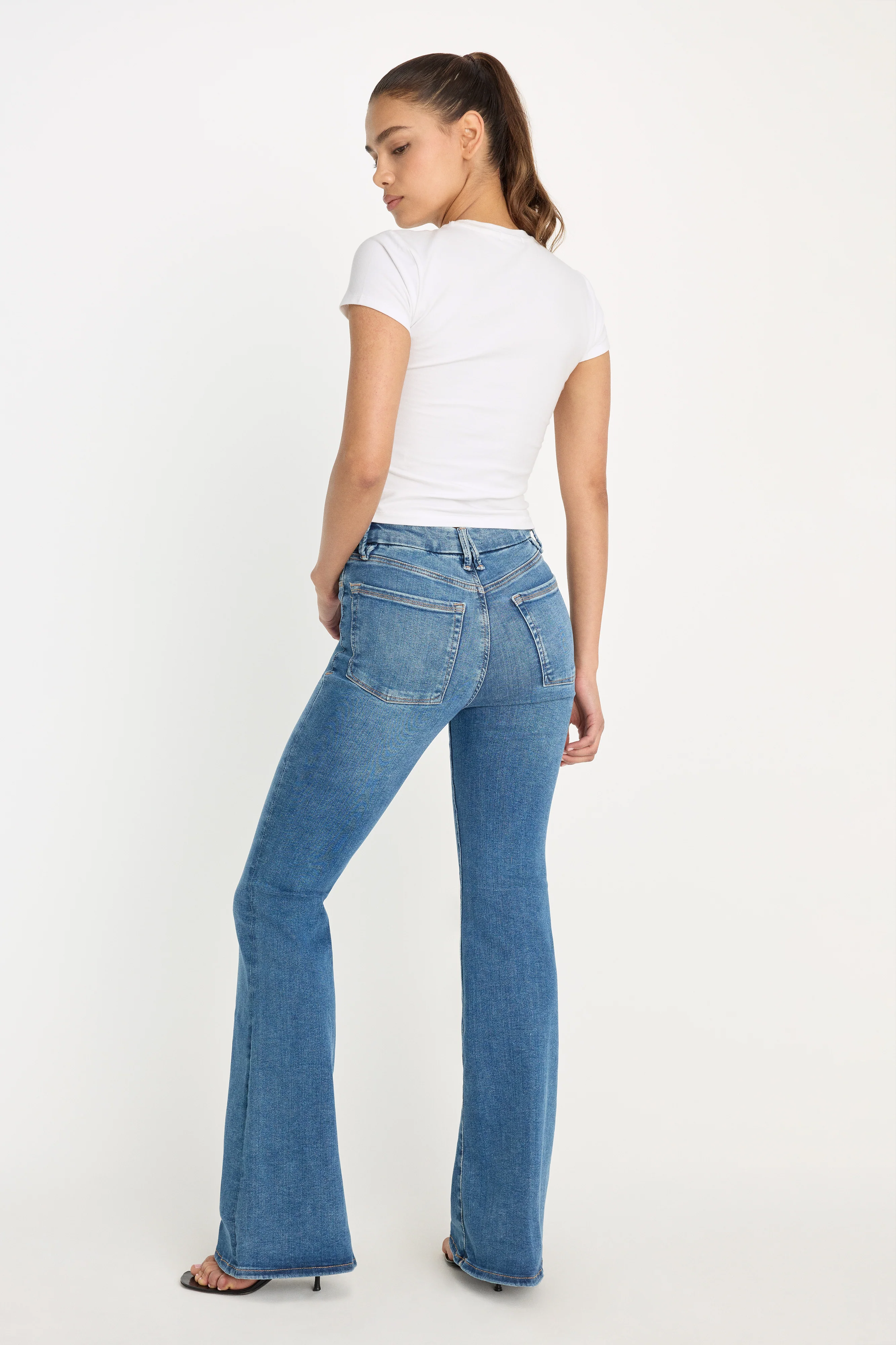 POWER STRETCH PULL-ON FLARE JEANS | INDIGO490 - Image 3