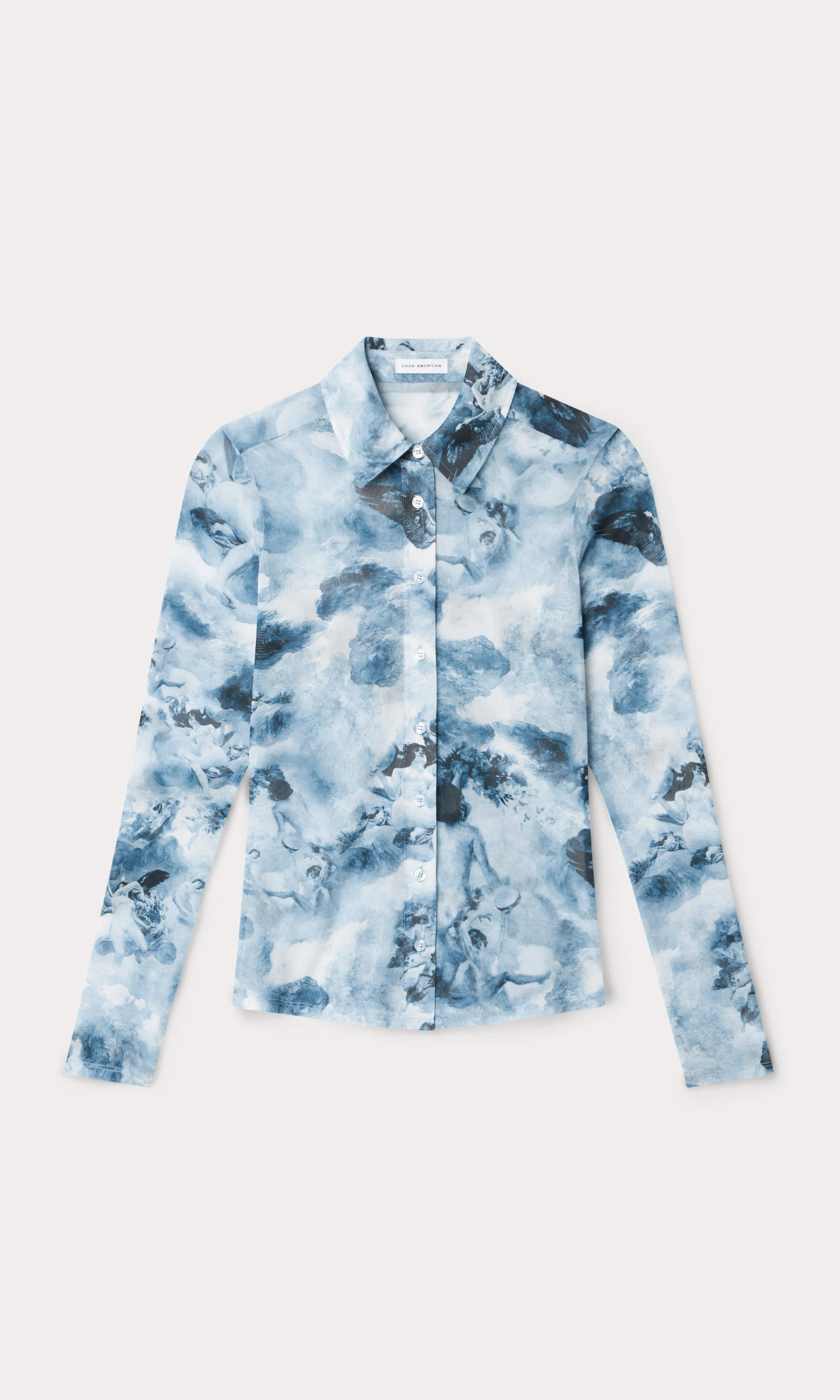 MESH BUTTON UP TOP | BLUE ANGEL PRINT - Image 6