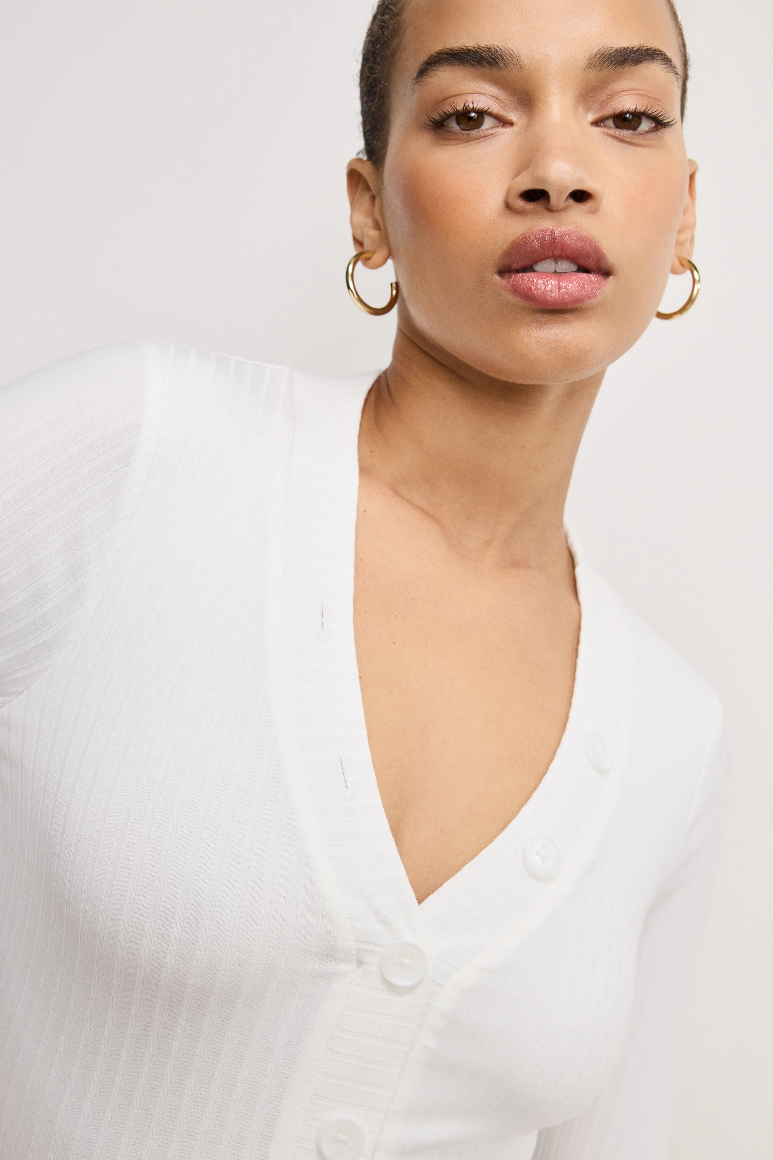 RIBBED HENLEY BODYSUIT | IVORY001 - Image 5