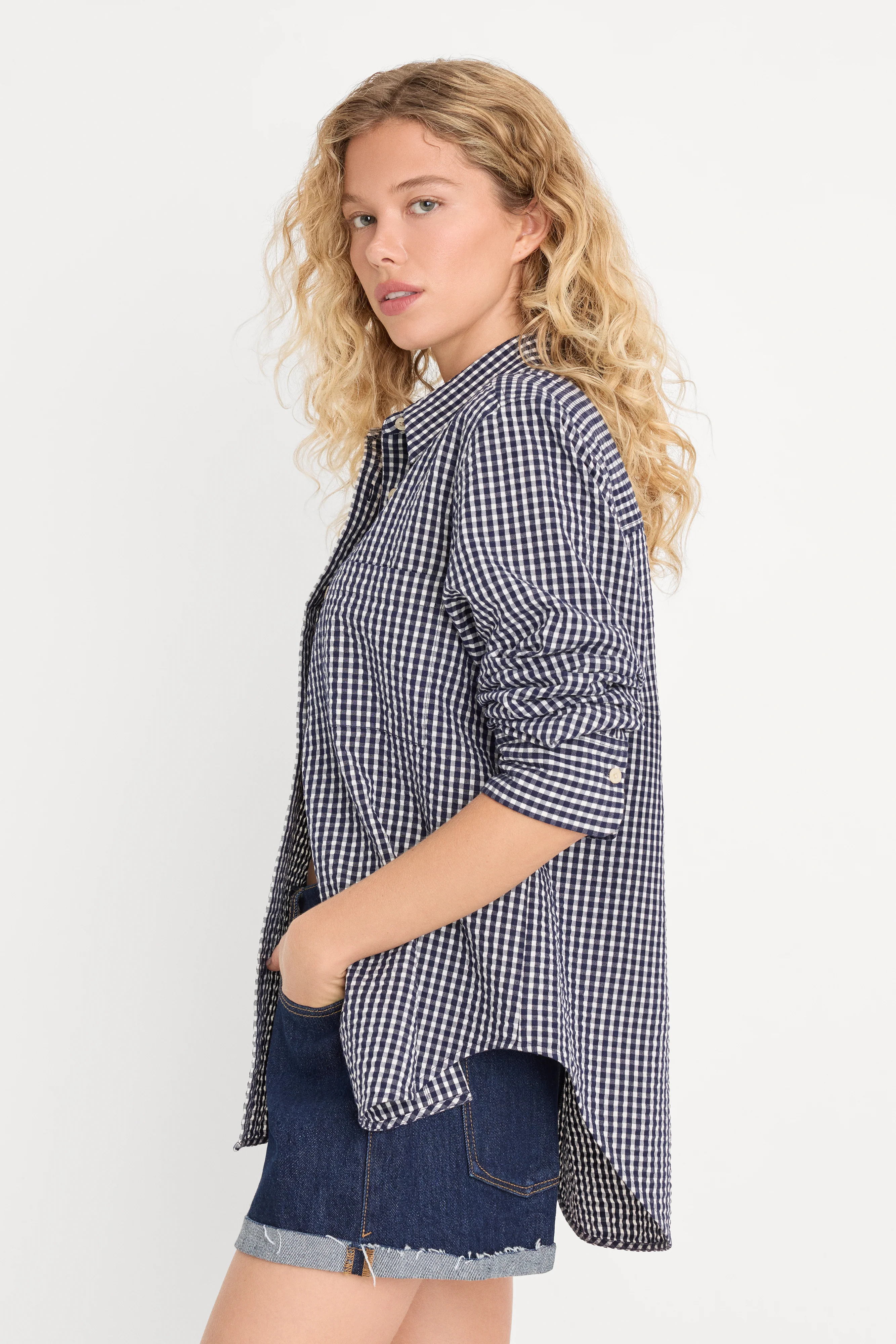 SEERSUCKER CLASSIC SHIRT | HORIZON GINGHAM SMALL - Image 2