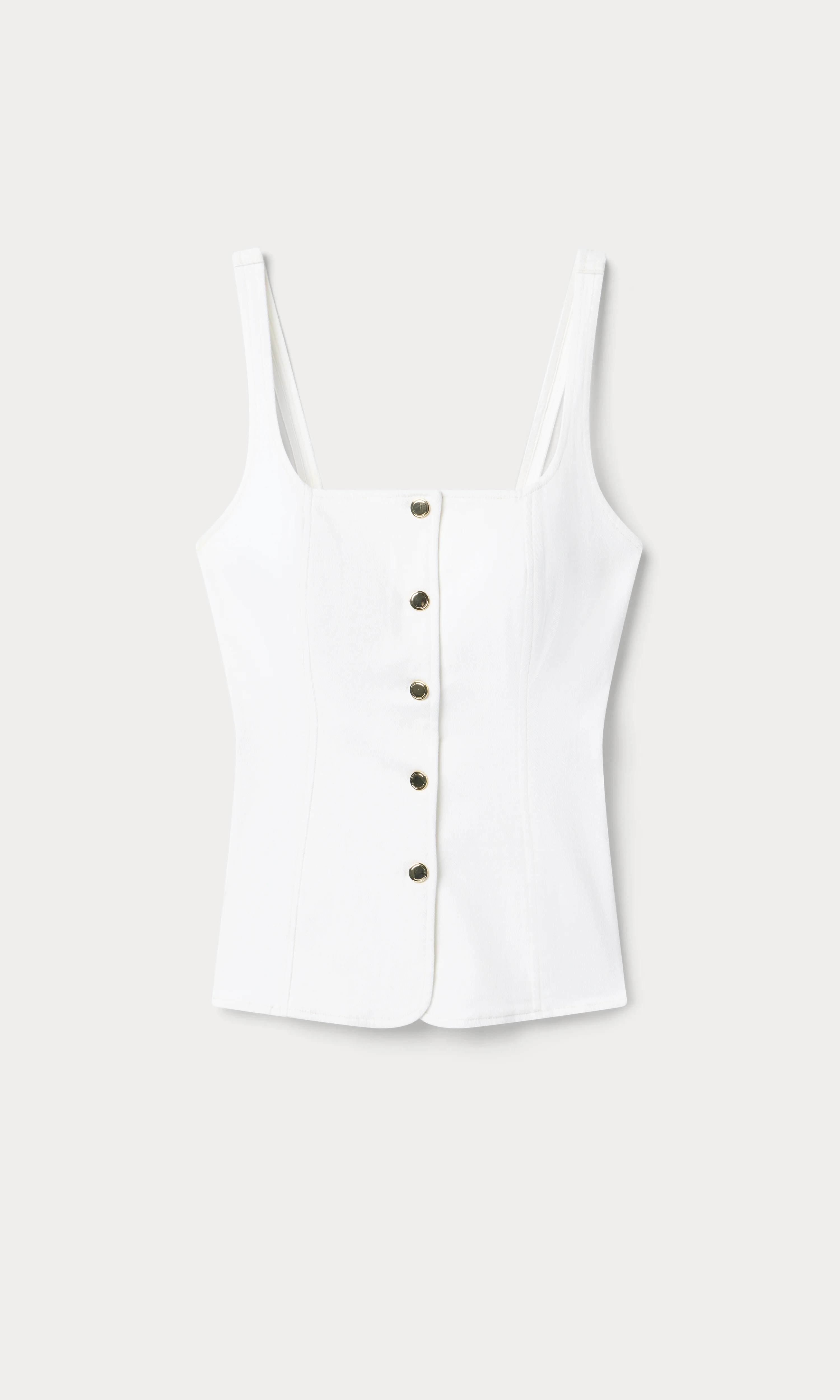 SLEEVELESS DENIM BUTTON FRONT TOP | COTTON WHITE - Image 5