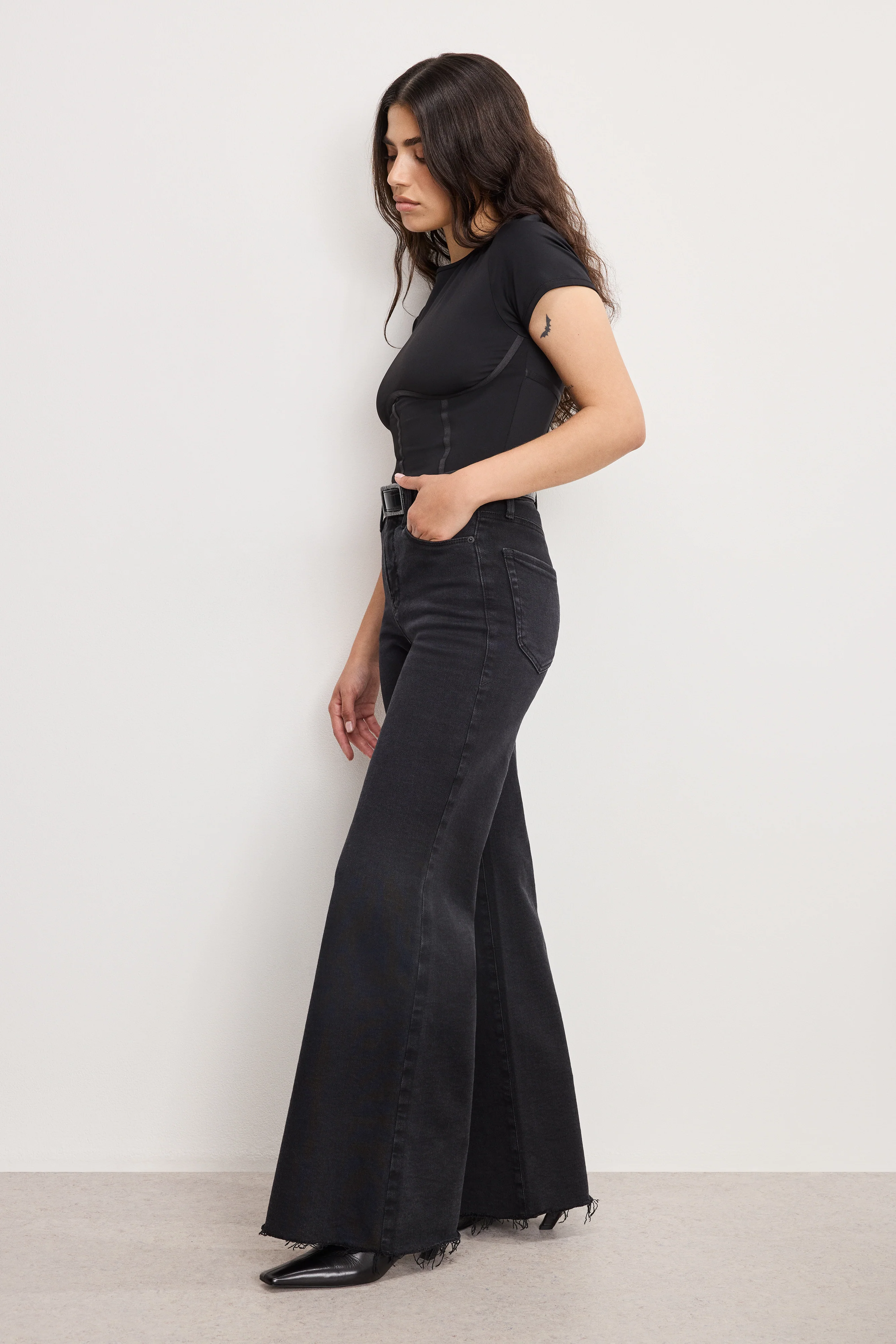 SOFT TECH GOOD PETITE PALAZZO JEANS | BLACK391 - Image 5