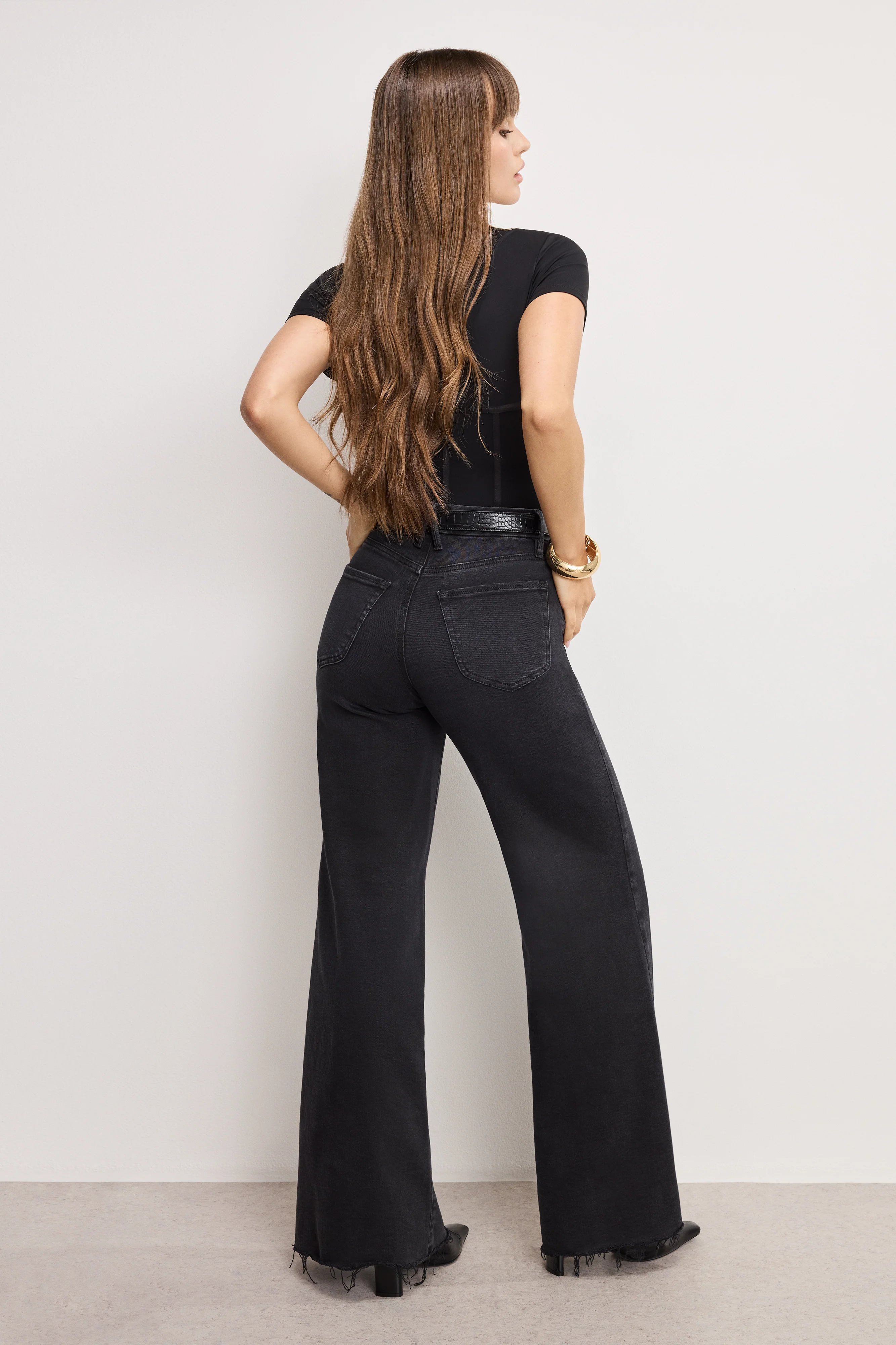 SOFT TECH GOOD WAIST PALAZZO JEANS | BLACK391 - Image 3