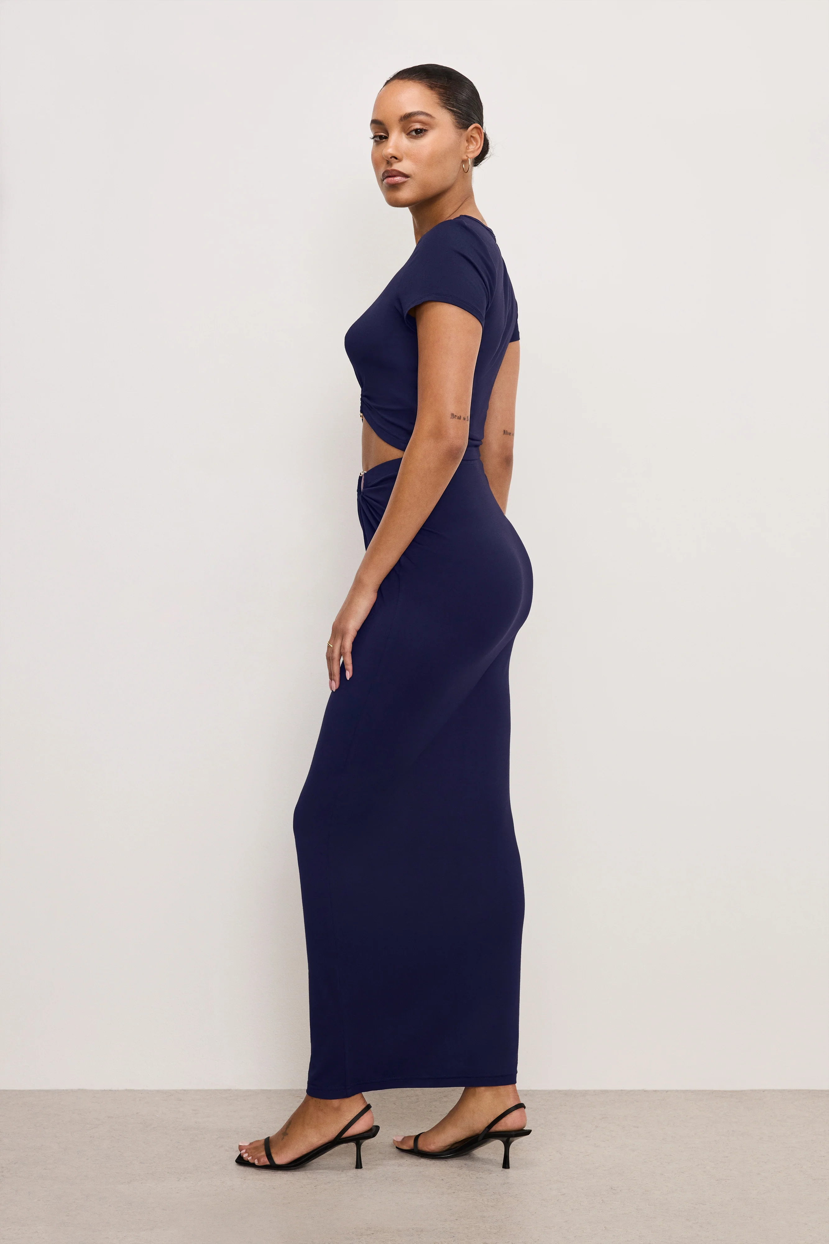STRETCH JERSEY MAXI SKIRT | HORIZON INK - Image 3
