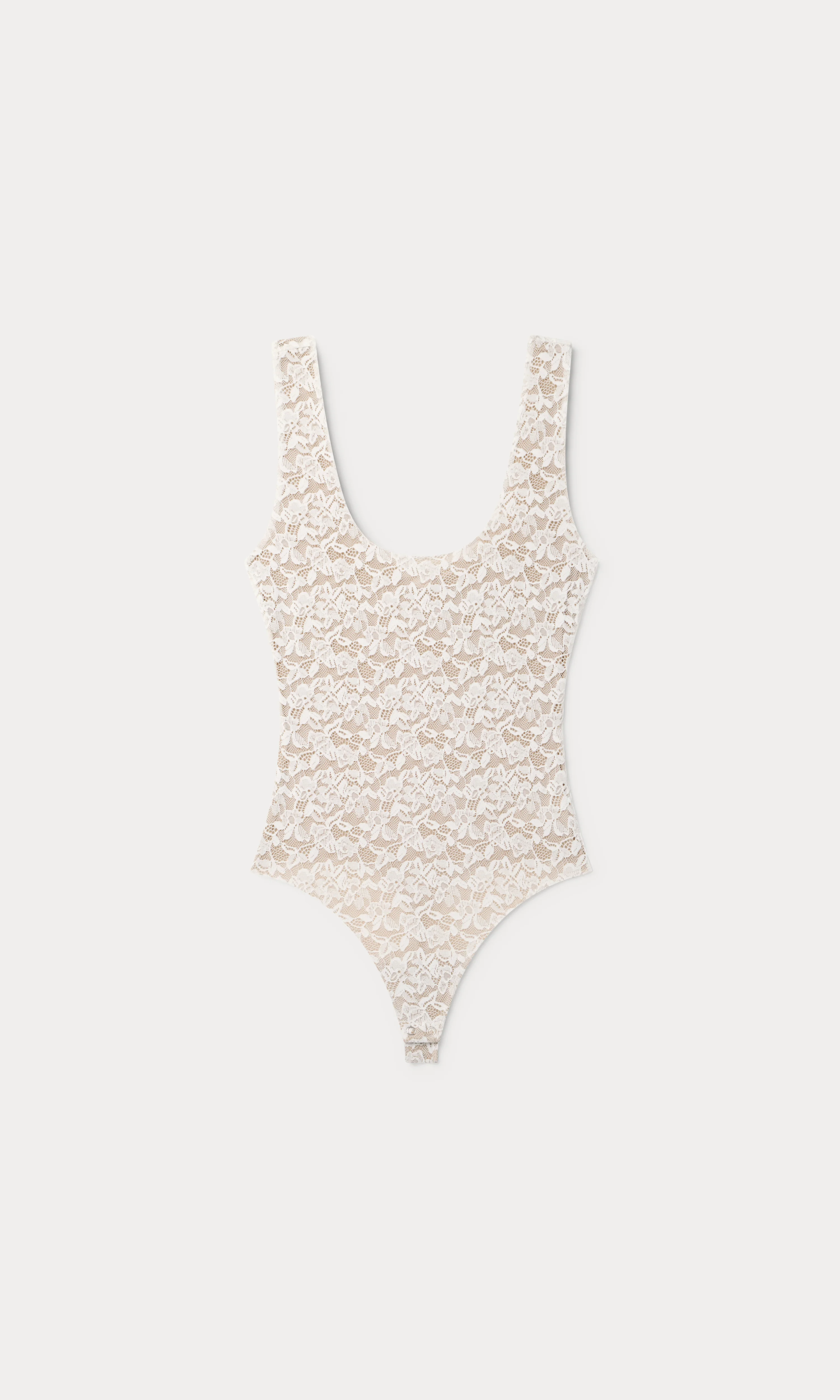 STRETCH LACE SCOOP TANK BODYSUIT | CHALK - Image 7