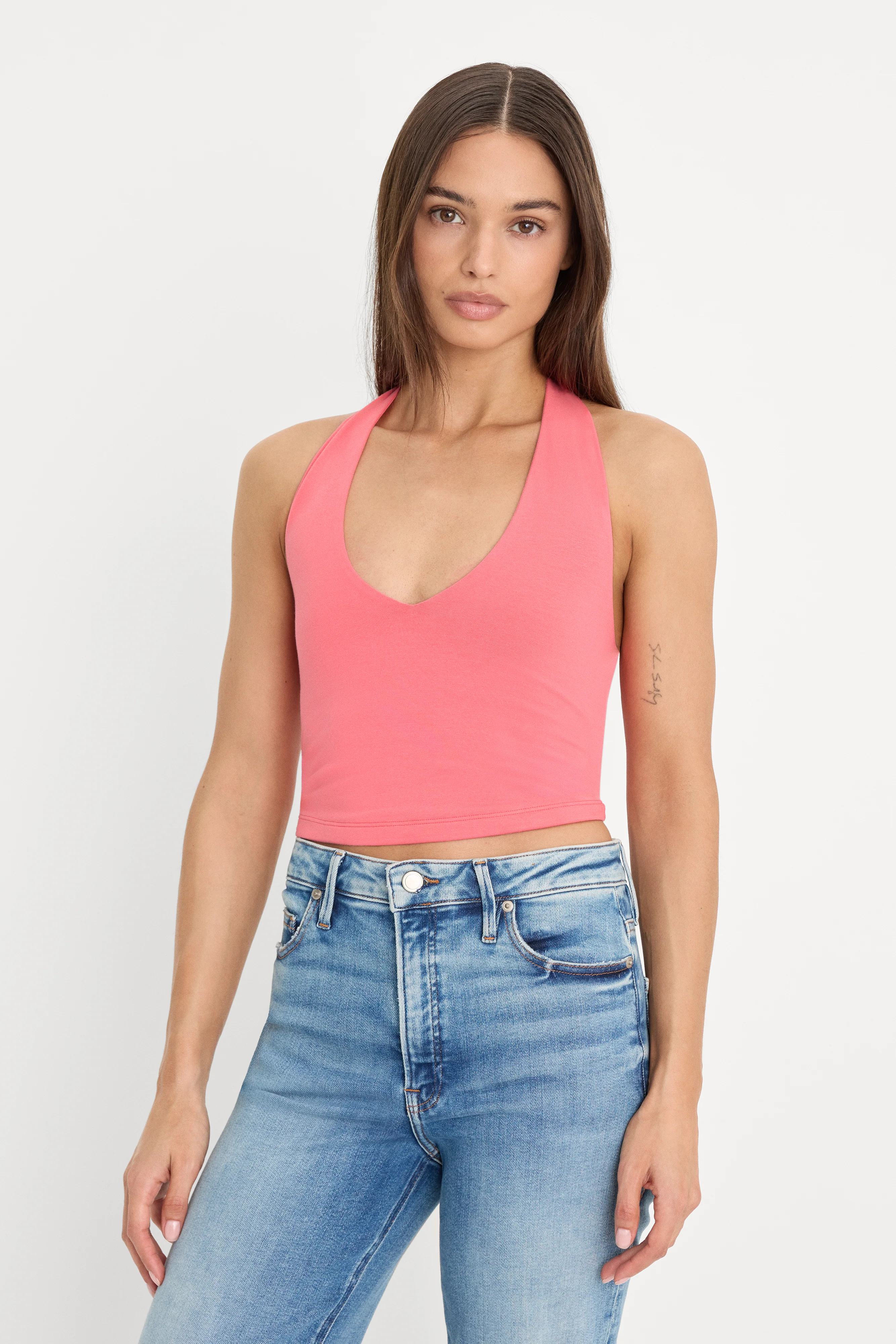 SUPER STRETCH HALTER TANK | CORAL BLOSSOM