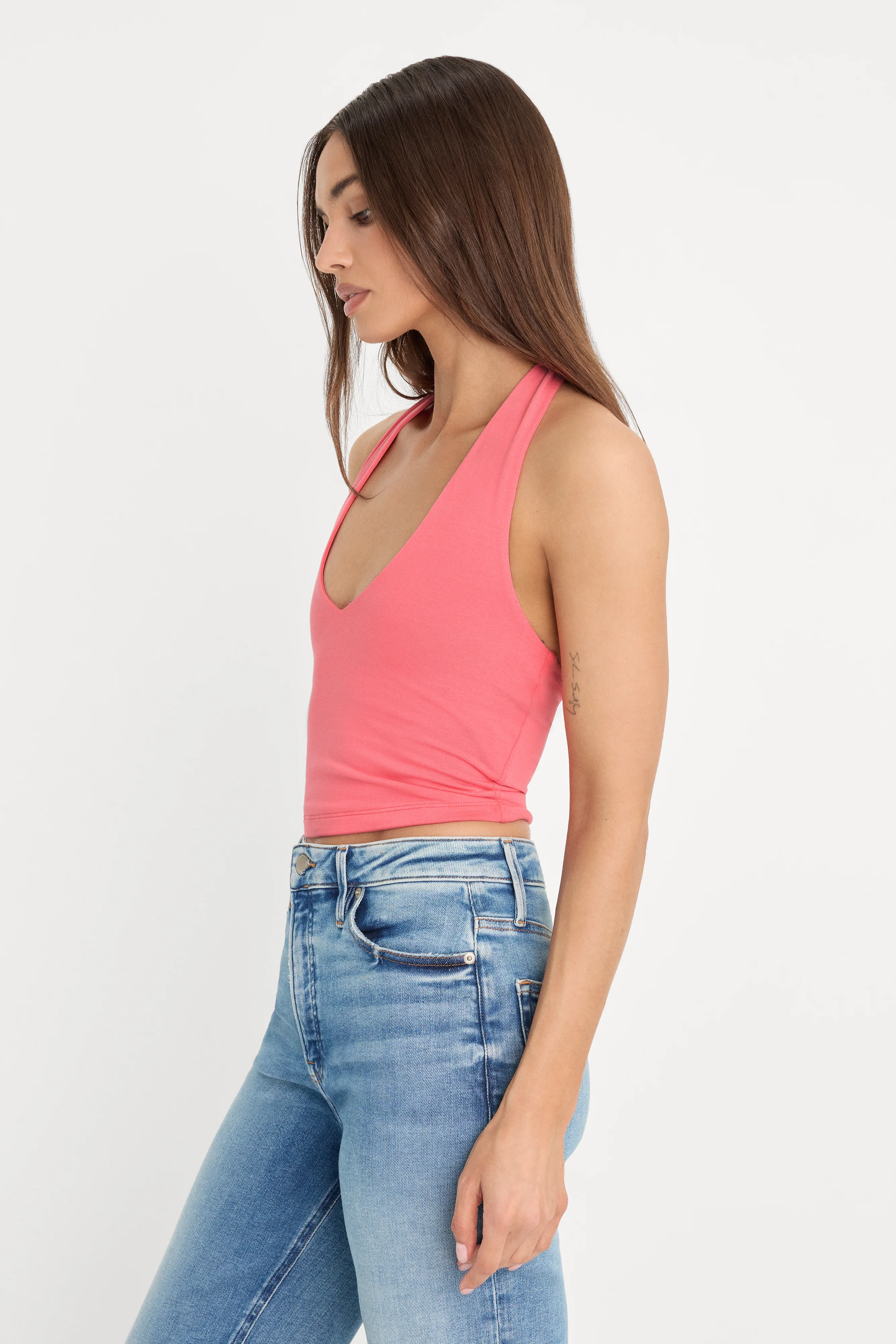 SUPER STRETCH HALTER TANK | CORAL BLOSSOM - Image 3